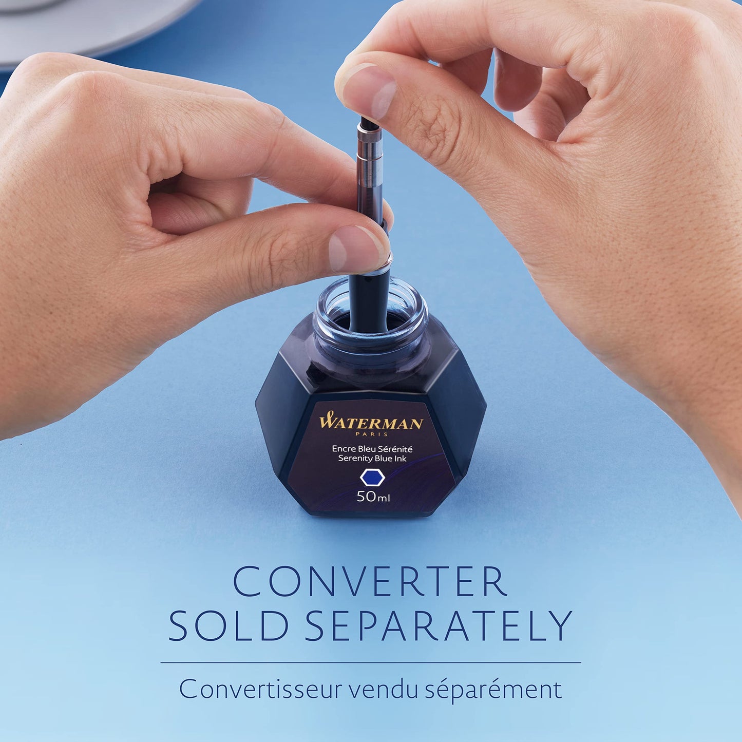 Waterman 50 ml Bottled Liquid Fountain Pen Ink, Serenity Blue (S0110720)