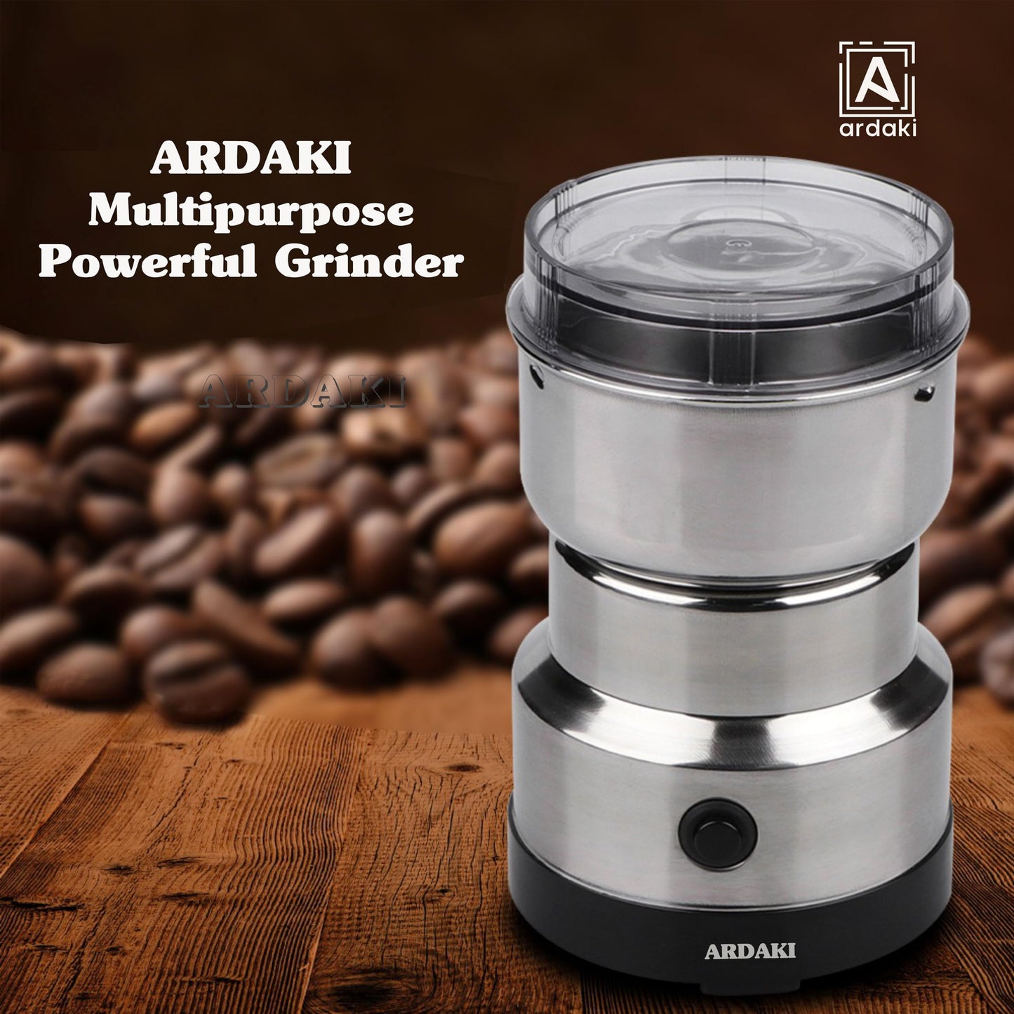 ARDAKI Grinder Machine for Kitchen Mixer Grinder Multi Functional Coffee Herbs Spices Nuts Grain Seasonings Spices Mill Powder Machine Stainless Steel Mixie for Kitchen (Mixer_Grinder_200)