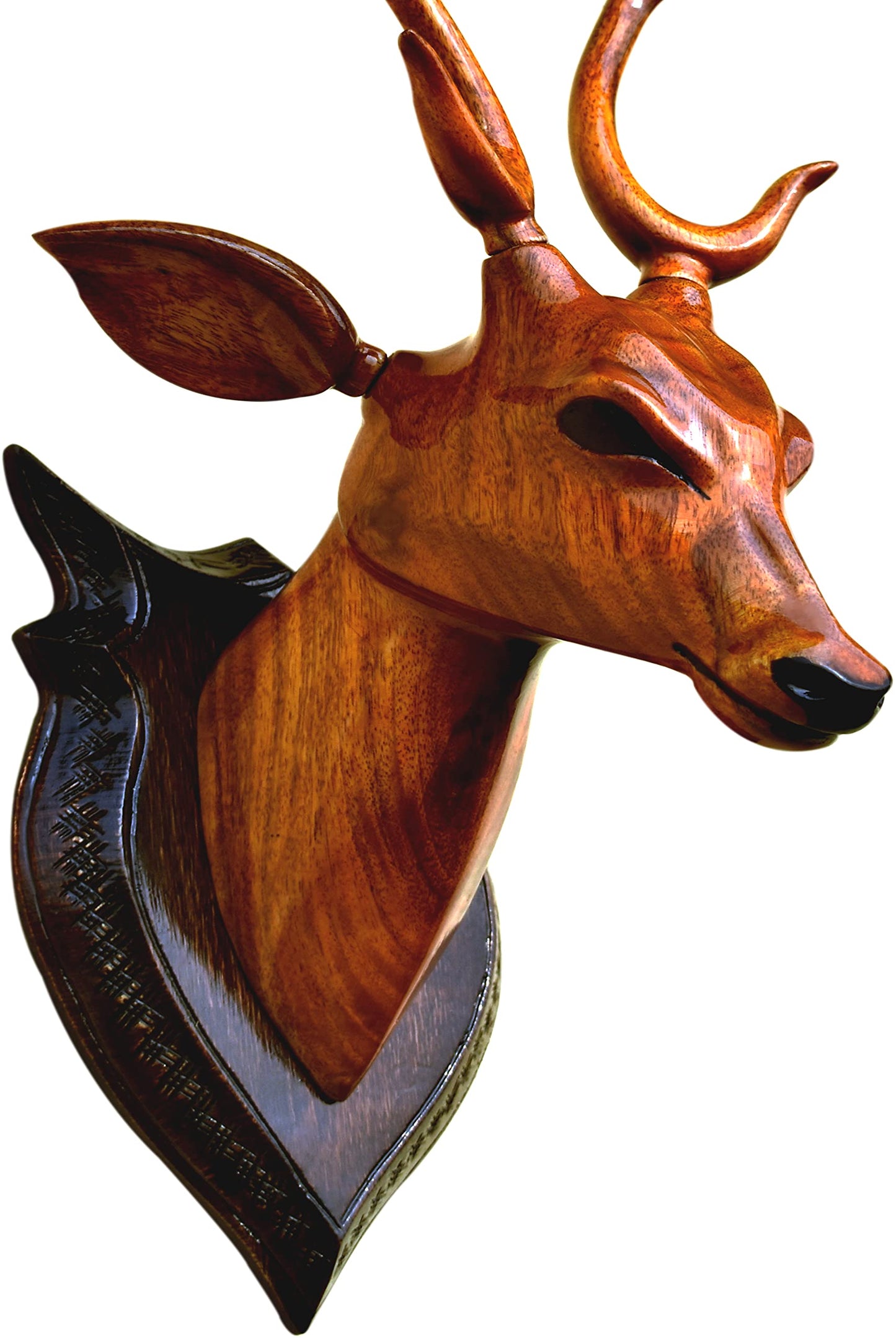 BK ART & CRAFTS Handicraft Wooden Deer Head with handicrafts Home Decor Showpiece Wall Decoration for Living Room, Bedroom and Office, Pack of 1