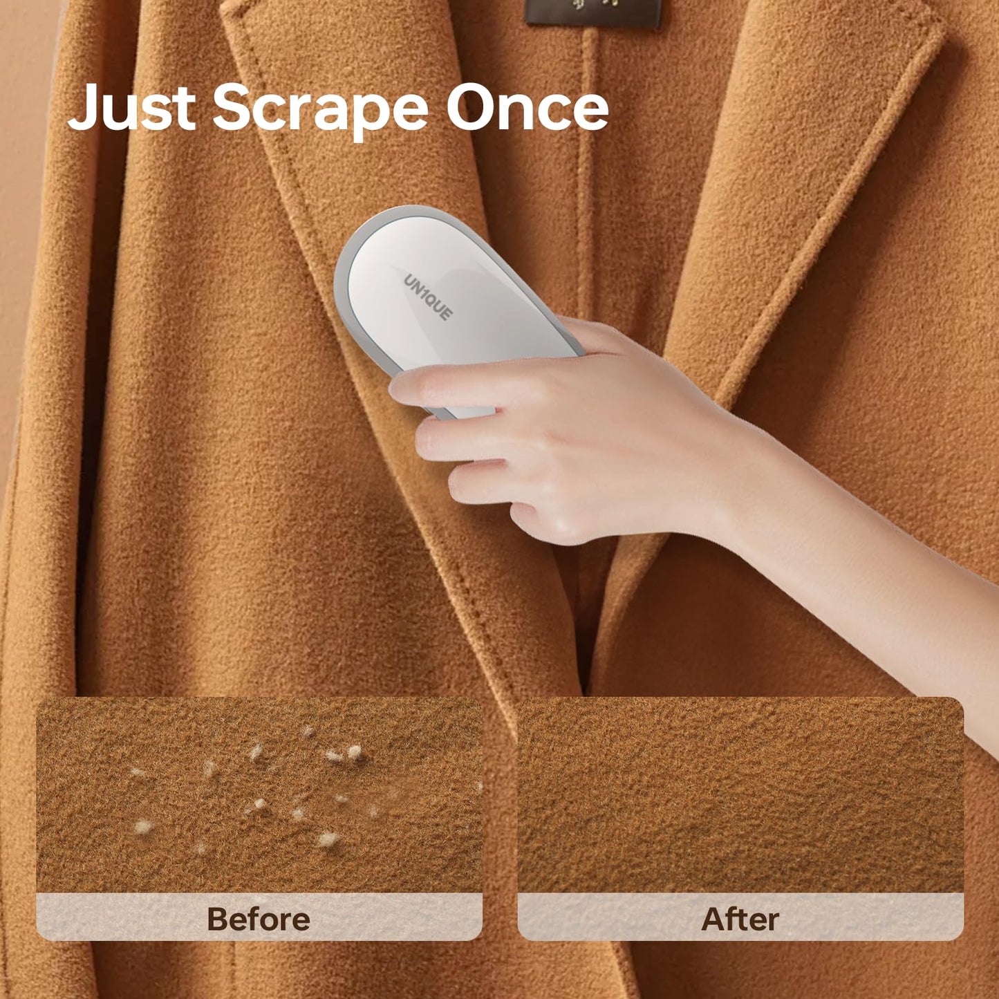 UN1QUE Rechargeable Lint Remover, Six-Blade Design Lint Remover for Clothes, USB Charging Port, Supports Cordless Use, Lint Remover for Woolen Clothes, Blankets, Sofas, Curtains, etc.-White