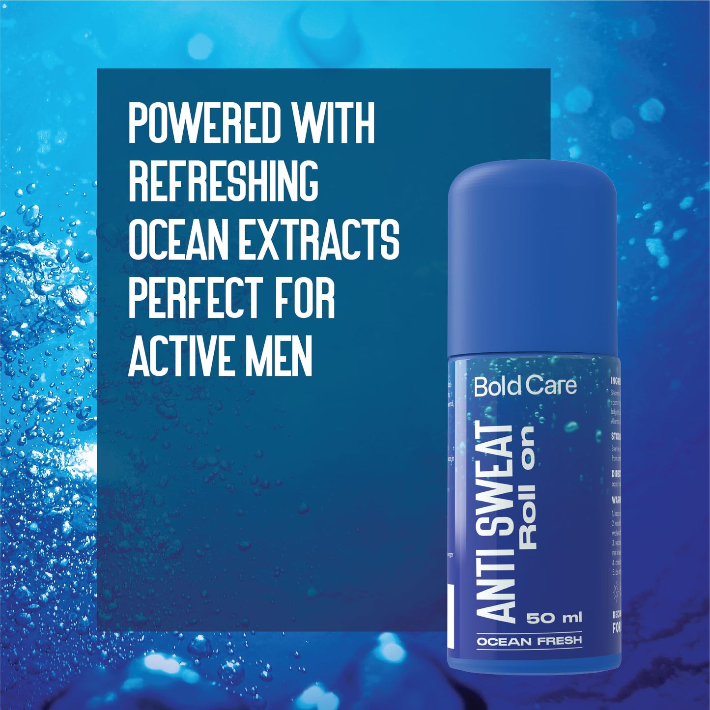Bold Care Ocean Fresh Antiperspirant & Anti-sweat Deodorant Roll-on - Controls Sweat & Removes Body Odour - All-Day Freshness For Men - Alcohol-Free - Keeps Skin Fresh & Clean - 50ml