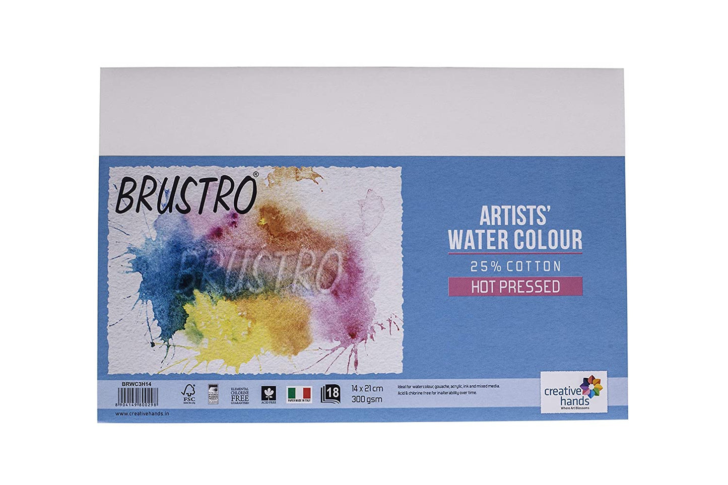 Brustro Watercolour Papers 25% Cotton HP 300 GSM 14 X 21 CM , 2 Packets (Each Packet Contains 18 sheets)