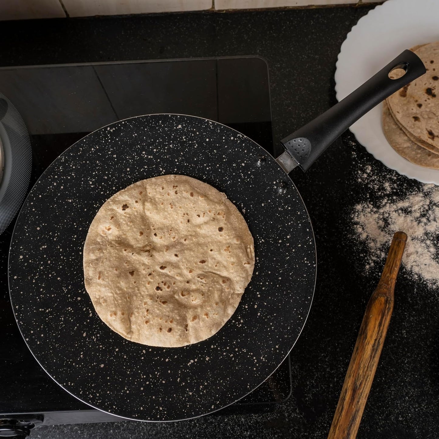 Senora Hammerton Coated Nonstick Concave Tawa 280 MM I PFOA Free I Induction Bottom I 100% Pure & Toxin-Free I Food Grade Surface I Gas Stove Compatible