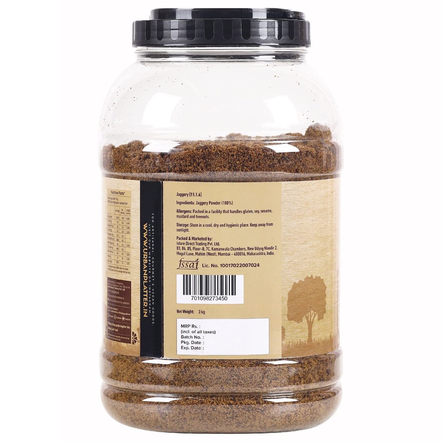Urban Platter Jaggery Powder, 3Kg