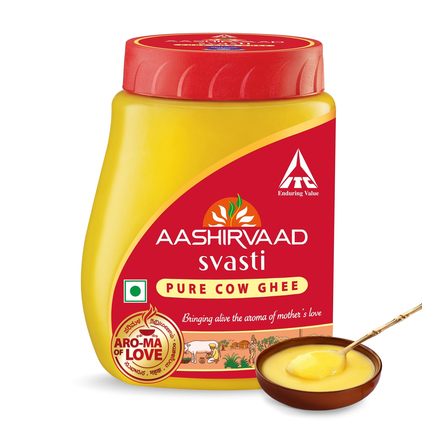 Aashirvaad Svasti Pure Cow Ghee - Desi Ghee with Rich Aroma - 500mL