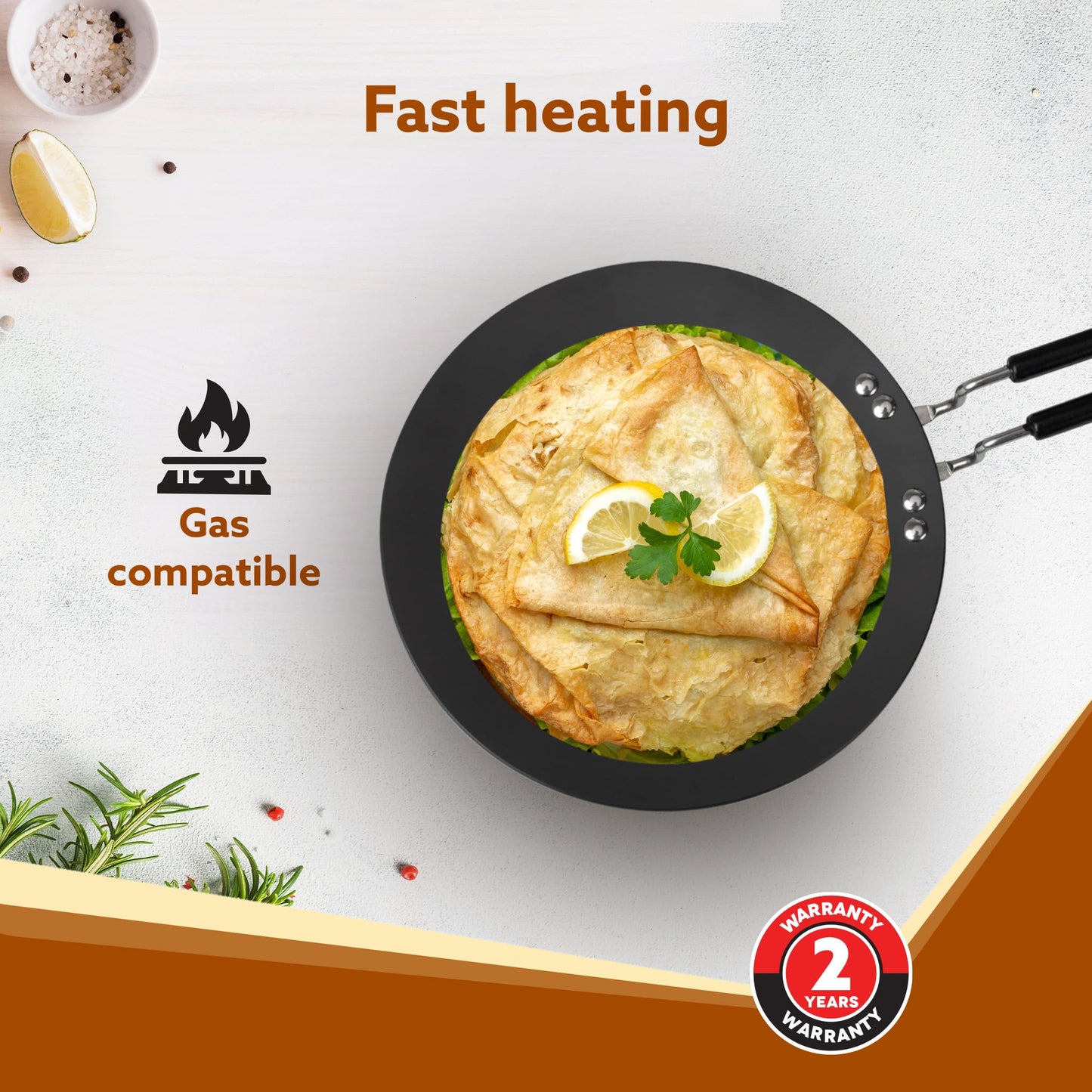 AGARO Elite Hard Anodised Tawa for Kitchen, 25 cm Diameter Tawa for Roti, Chapati, Paratha, Riveted Handle, 4 mm Thick Base for Uniform Heating, Gas Oven Compatible, Cooking, Cookware