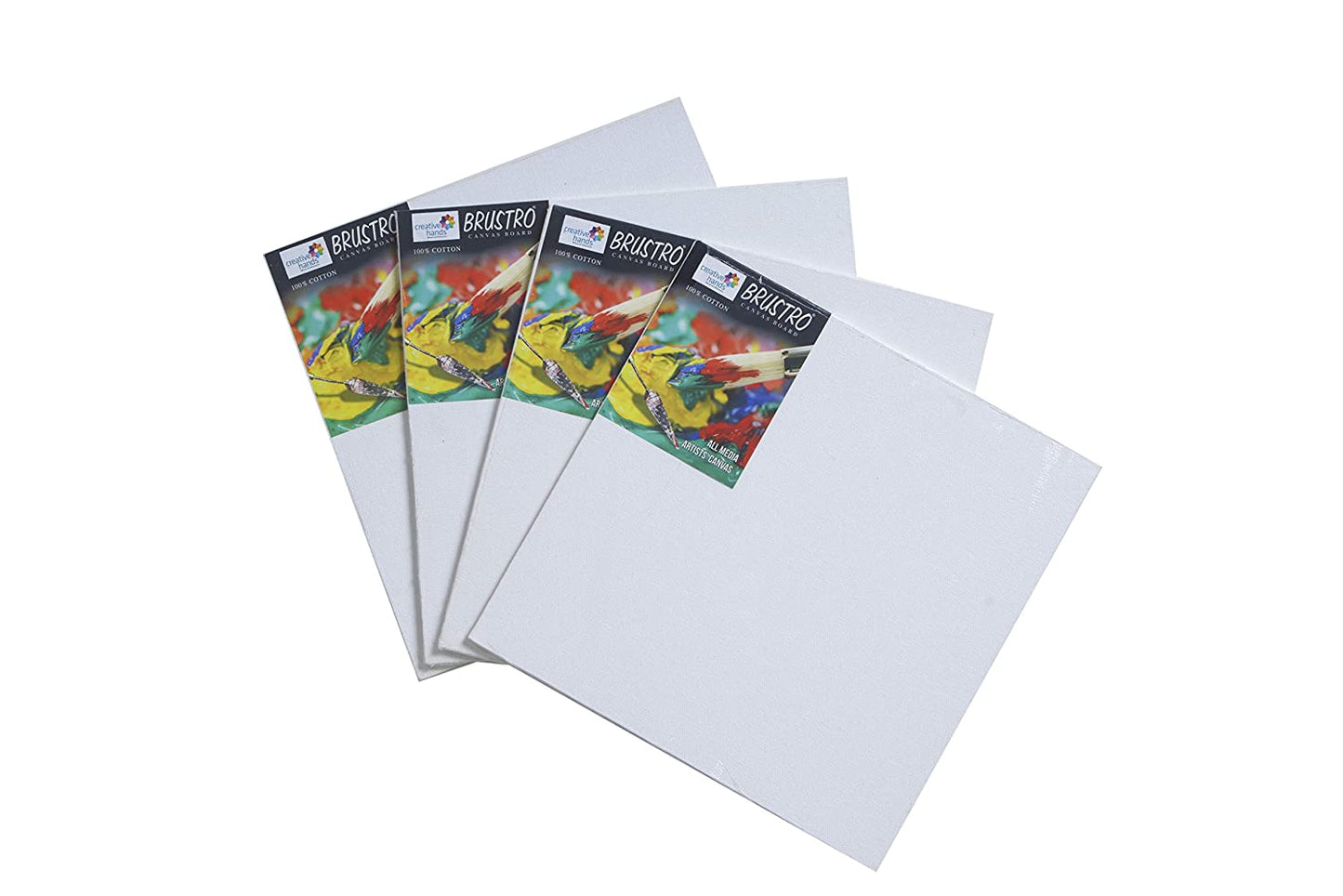 Brustro 100% Cotton Canvas Board Medium Grain 12"X12" (Pack of 4)