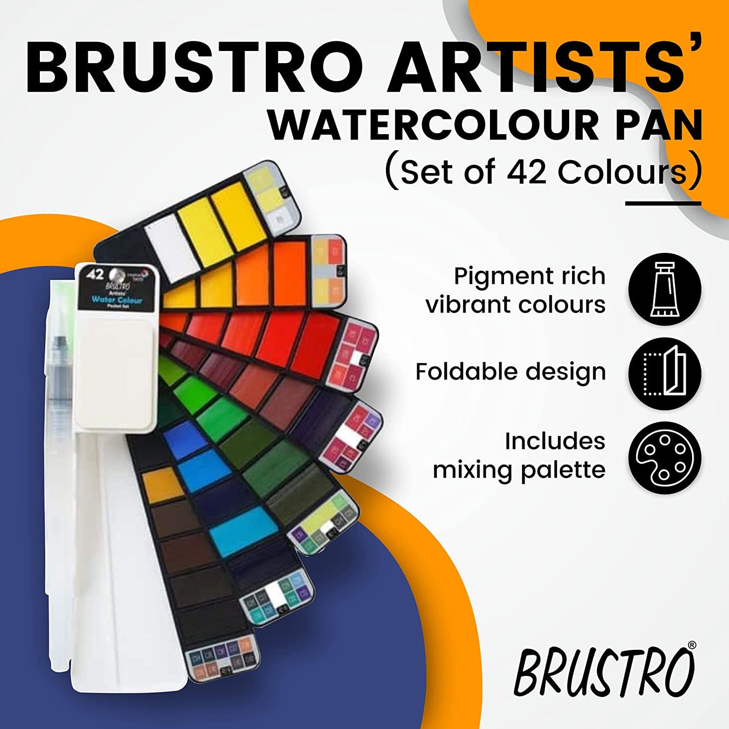 Brustro Artists ’ Watercolour Pan (Set of 42 Colours)