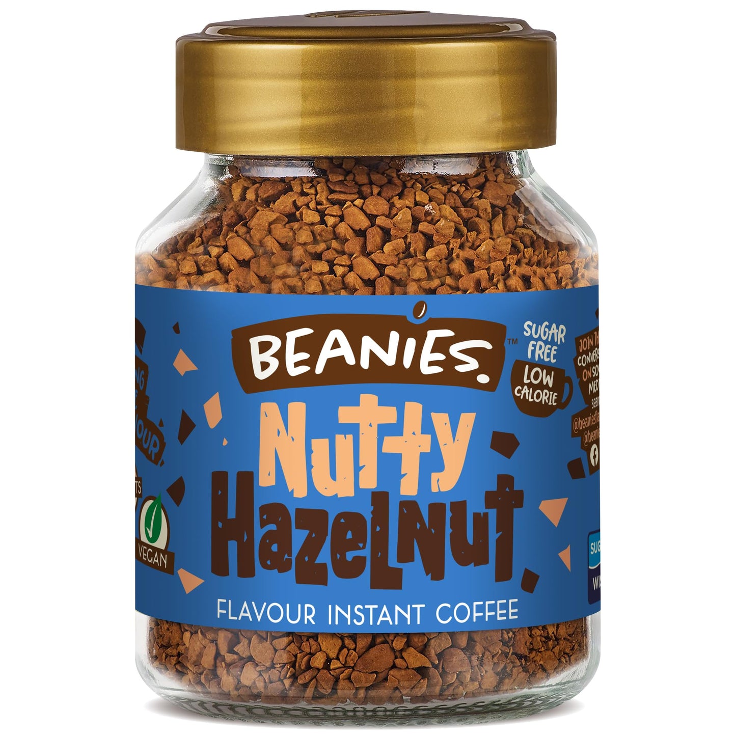 Beanies|Instant Flavoured Coffee |Nutty Hazelnut|Low Calorie, Sugar Free|50 g|Pack of 1