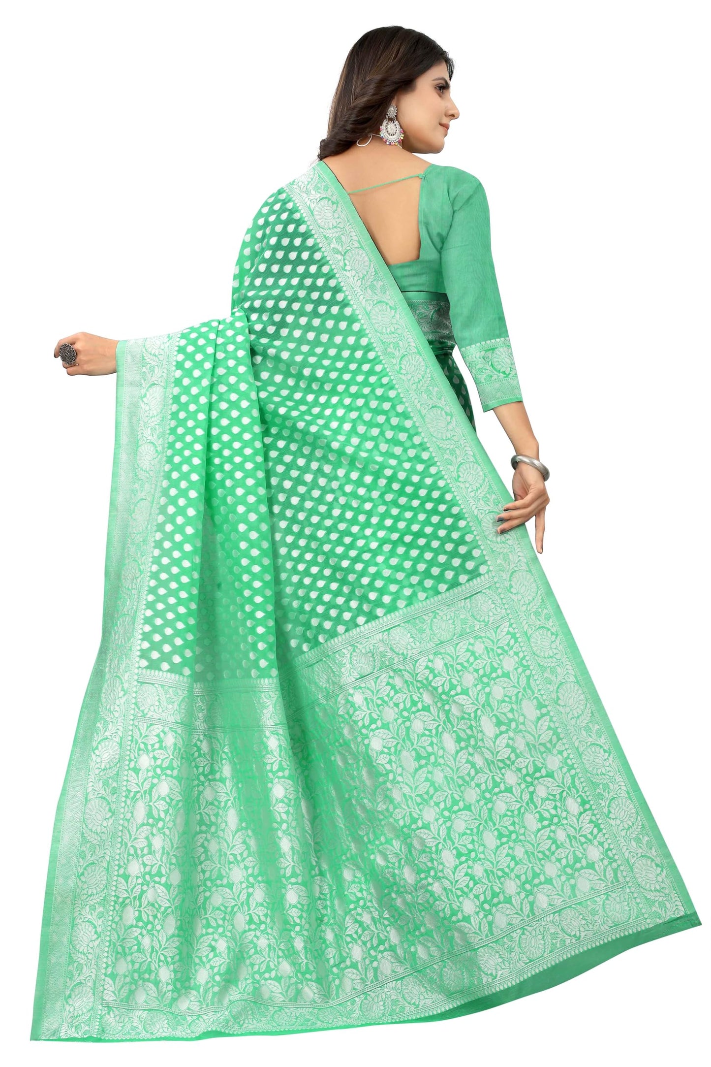 Sugathari Women's Banarasi Saree Pure Kanjivaram Silk Saree Soft new ladies 2023 Design Wear Pattu Sarees Latest Cotton Party Sari collections With Blouse Piece for Wedding sadi (SAM PARI-155 GREEN)
