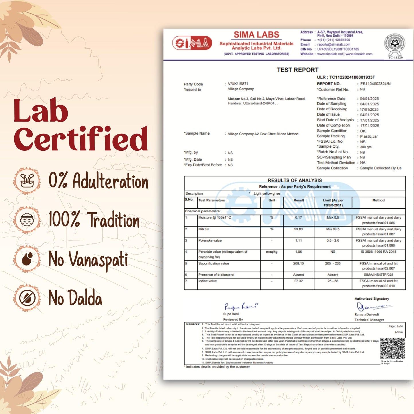 Village Company A2 Cow Desi Ghee 500ML | Gir Ghee Vedic Bilona Method | Organic Pure Natural | Two Way Curd Churned - Best Farm Fresh Grass Fed Cattle Milk | India Lab Certified | Glass Jar Half Litre