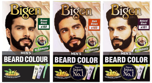 Bigen Beard Color For Men, Natural Black B101, 40g & Beard Color For Men, Brownish Black B102, 40g & Beard Color For Men, Dark Brown B103, 40g