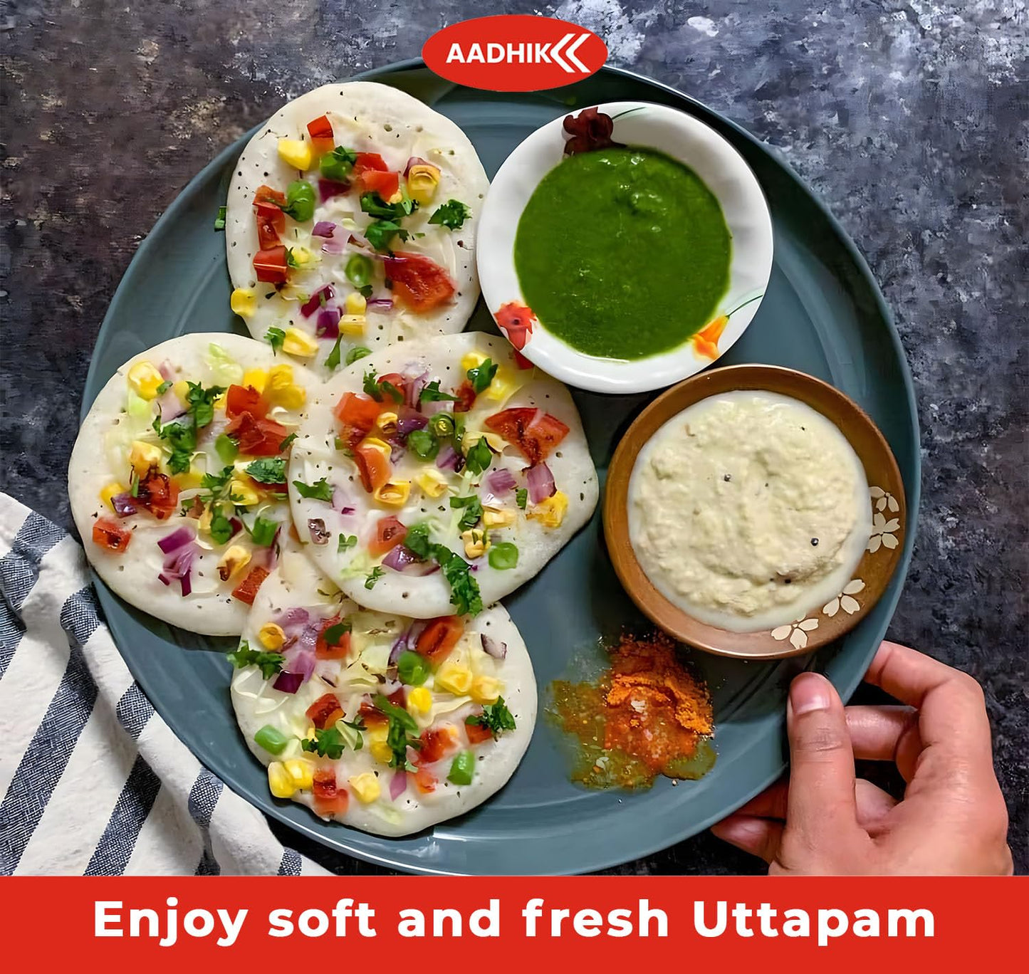 AADHIK Non-Stick Grill Pan Mini Pan Uttapam Tawa Aluminum Multi Snack Maker 4 Cavity, Pancake Maker (Black)