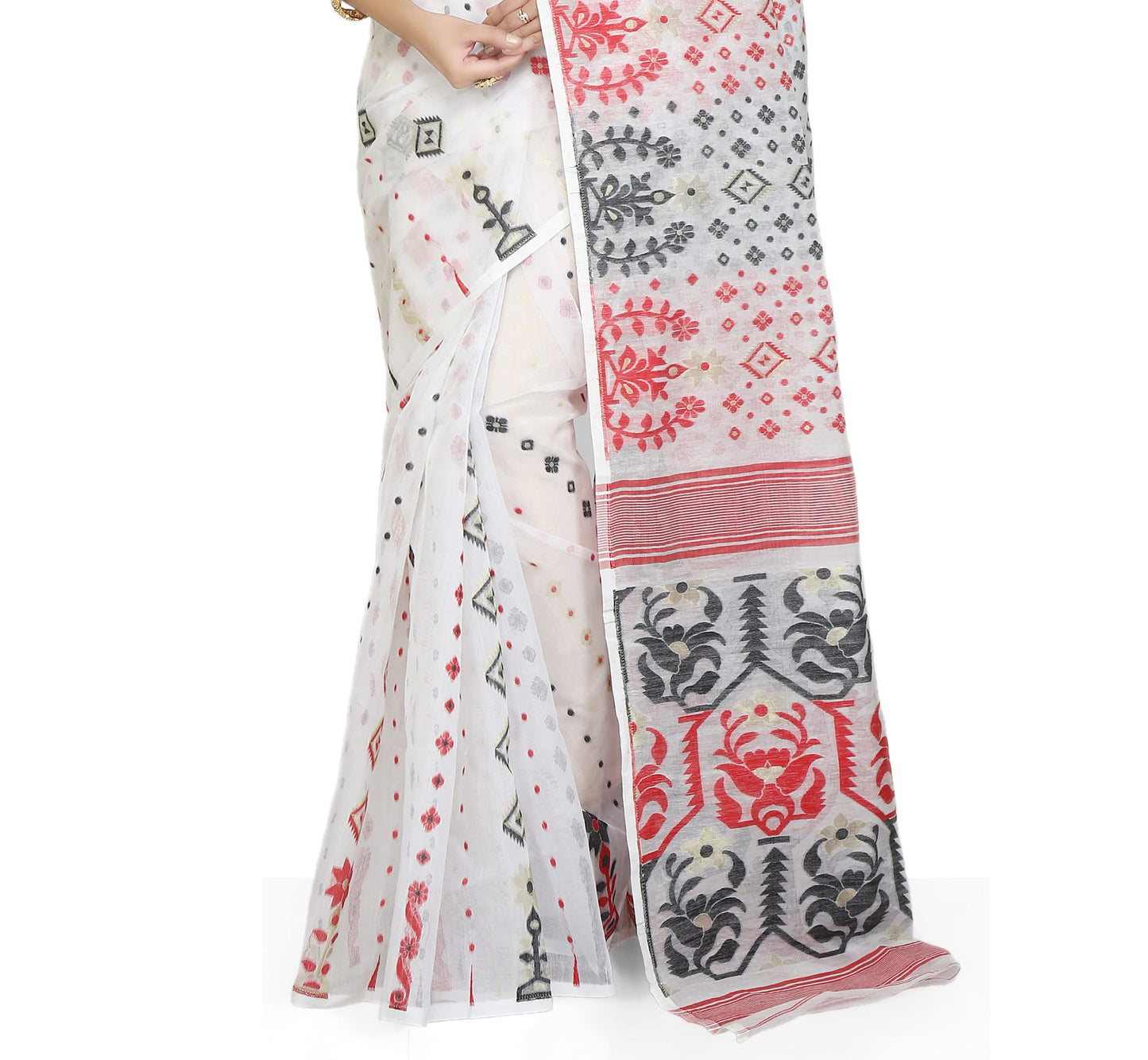 BENGAL HANDLOOM Exclusive Women's Cotton Silk Soft Dhakai Jamdani Sarees, Multi