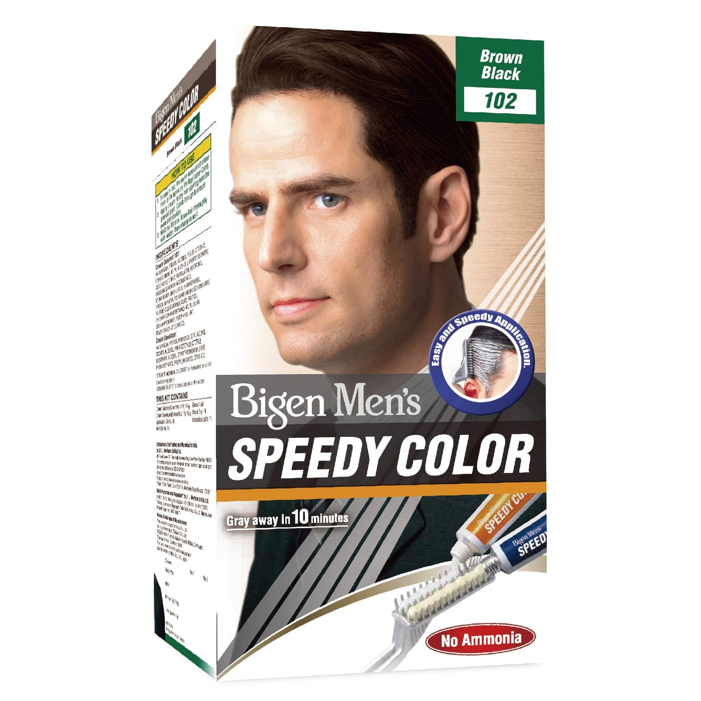 Bigen Men's Beard Color, Brownish Black B102, 40g & Bigen Men's Speedy Color, Brown Black 102, 80g