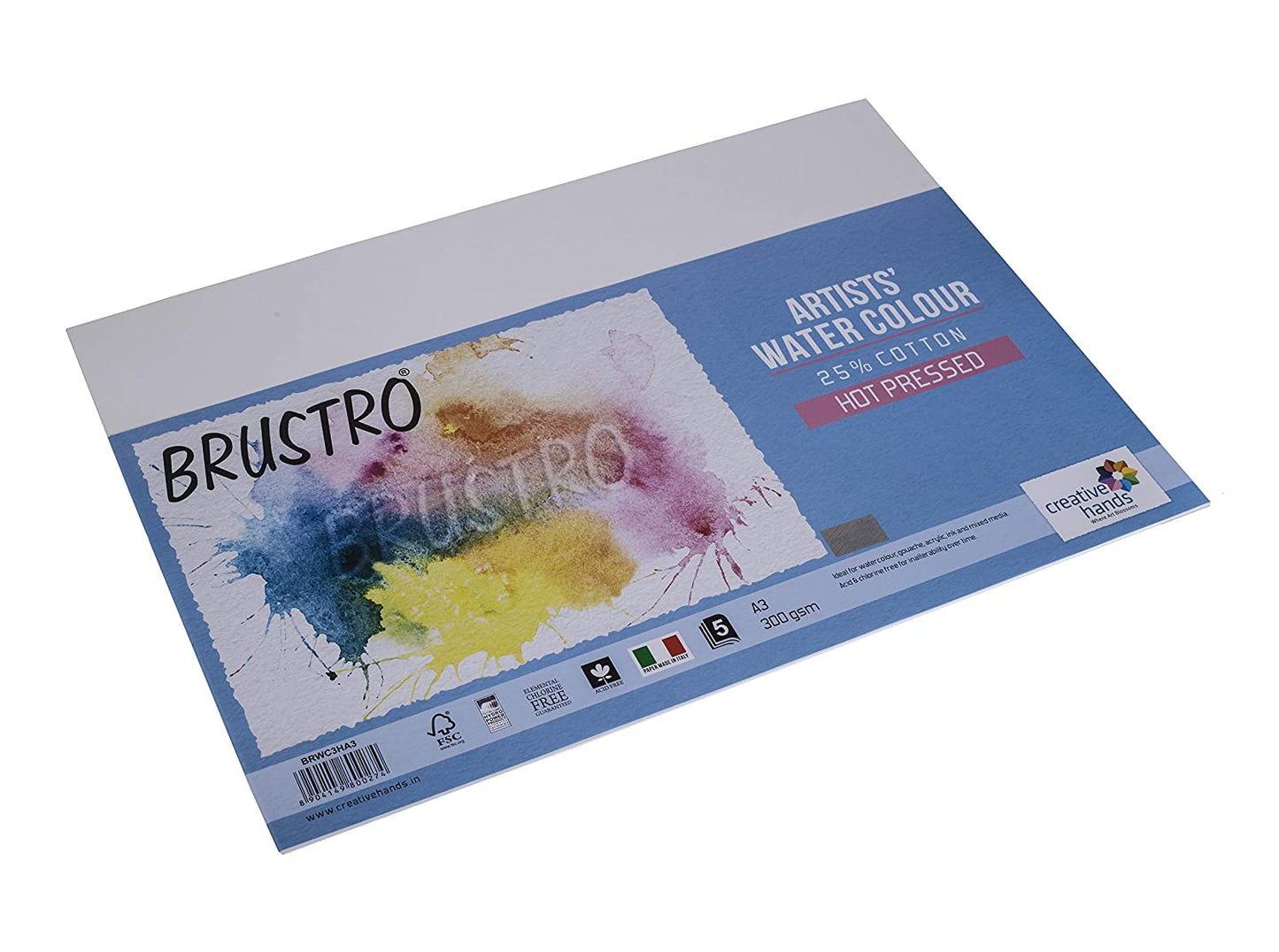 Brustro Watercolour Papers 25% Cotton HP 300 GSM A3 , 2 Packets (Each Packet Contains 5 sheets)