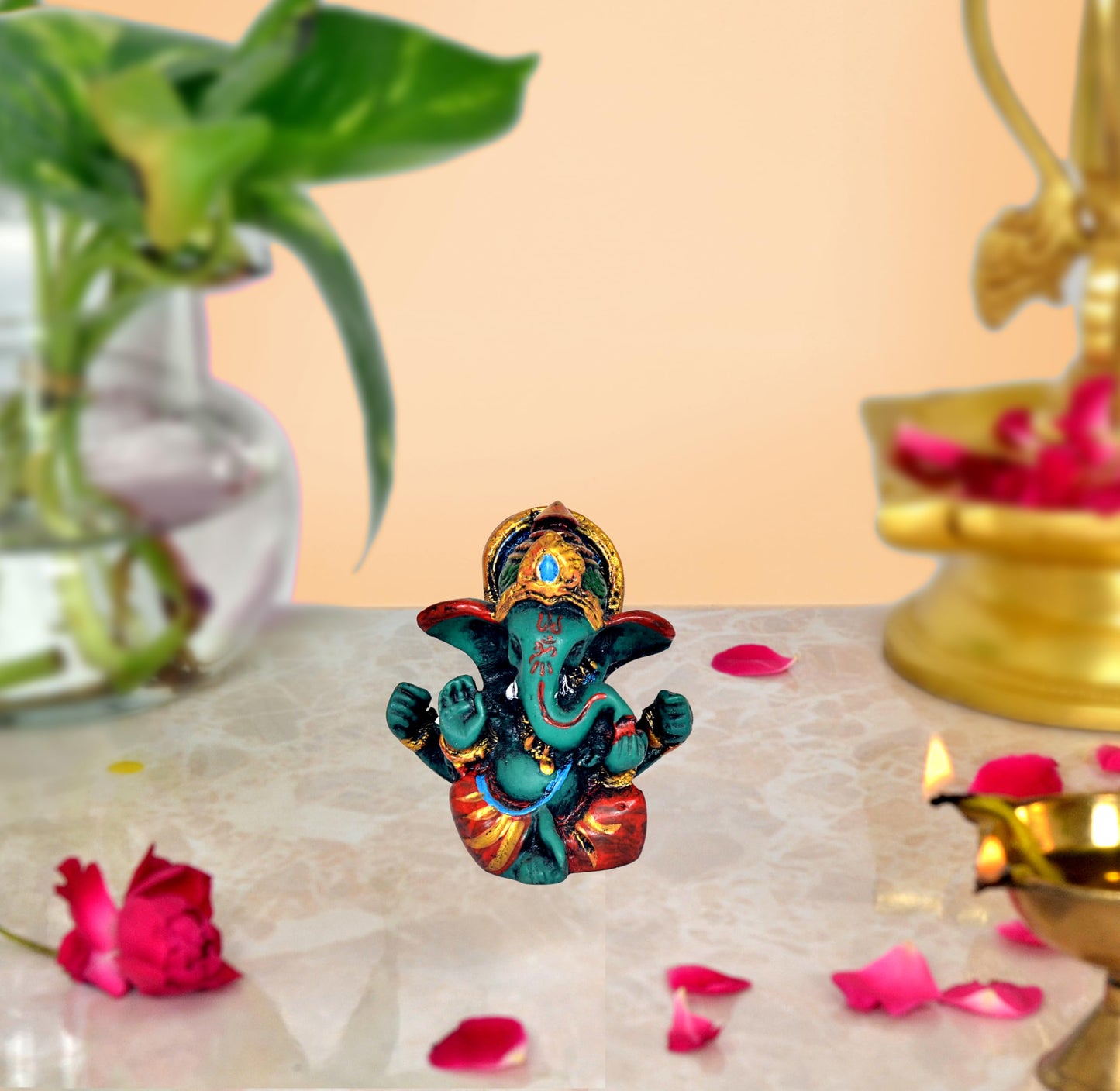 AONA Resin Lord Ganesha Ganpati Statue Idol Murti, Height : 6 cm