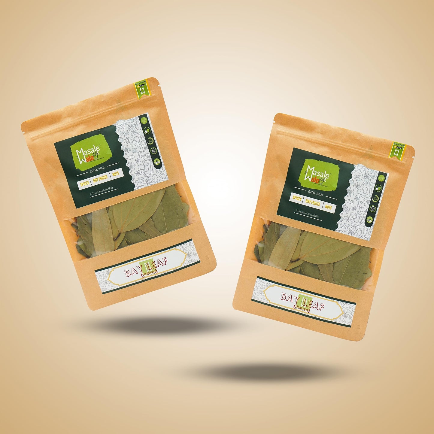 The Masalewale's Bay Leaf | Tejpaan/Tejpatta Whole | Authentic Tejpatta | 100% Natural | Fresh | Organic | Hand Picked | Grade A | Export Quality | Dried | Indian Spice And Herbs (100)