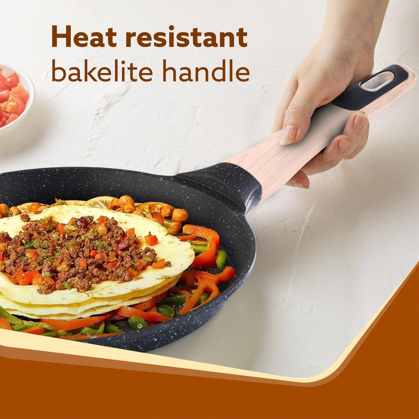 AGARO Imperial Granite Non Stick Tawa, 24 cm, Cast Aluminium Body, Tawa for Dosa/Paratha/Omlette, Gas & Induction Compatible