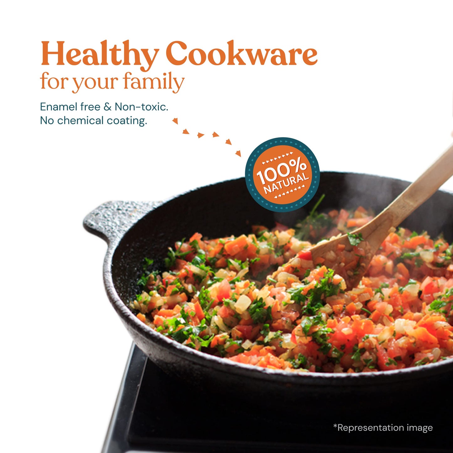 Bhagya Cast Iron Cookware Bhagya Cast Iron Paniyaram Pan/Unniyappam Chatty/Paddu Maker/Appam Pan Pre-Seasoned | Naturally Non-Sticky Cookware | Non Toxic - 9 Holes, Large