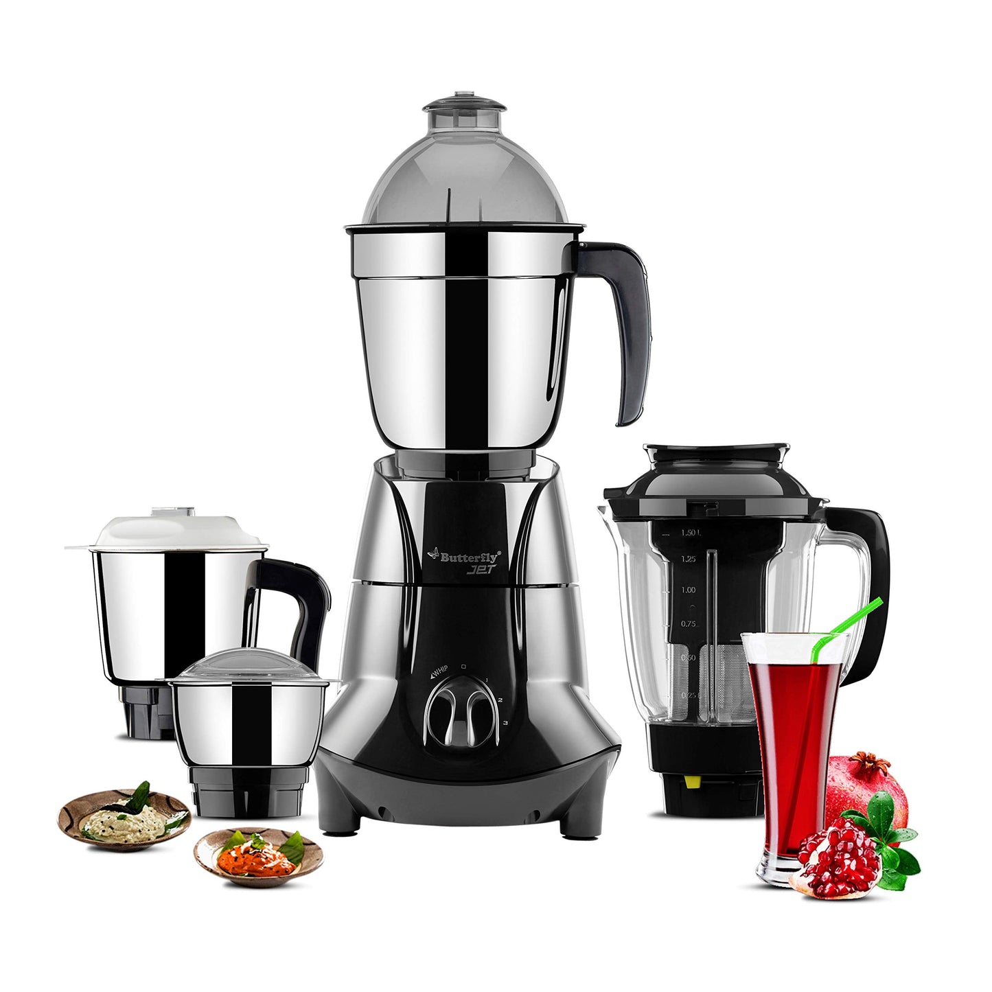 Butterfly Jet Elite 750 Watts Mixer Grinder And Vegetable Chopper, Grey