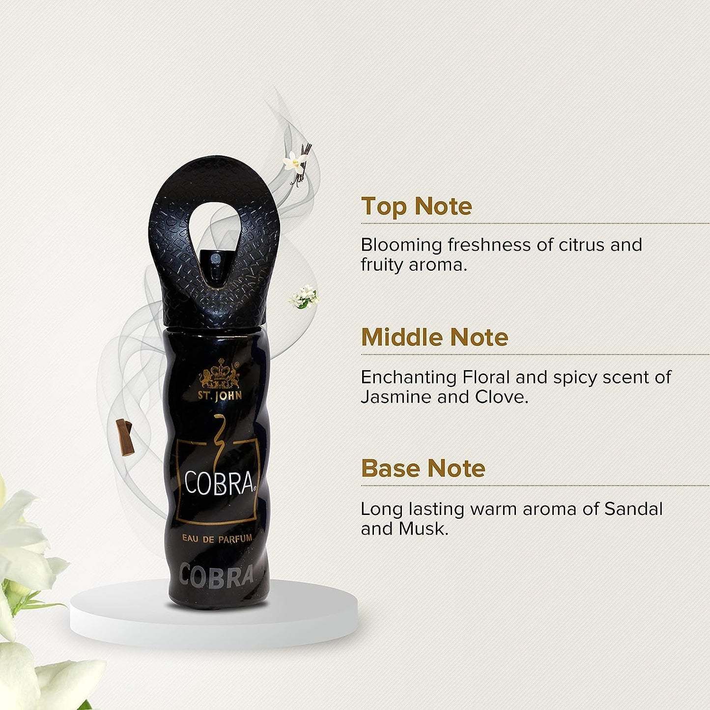 ST.JOHN Perfume For Men, Long Lasting Fragrance, Irresistible Scent, Fresh and Soothing Men Perfume, Eau De Parfum, COBRA Classic Perfume Body Spray (30ml, Pack of 2)