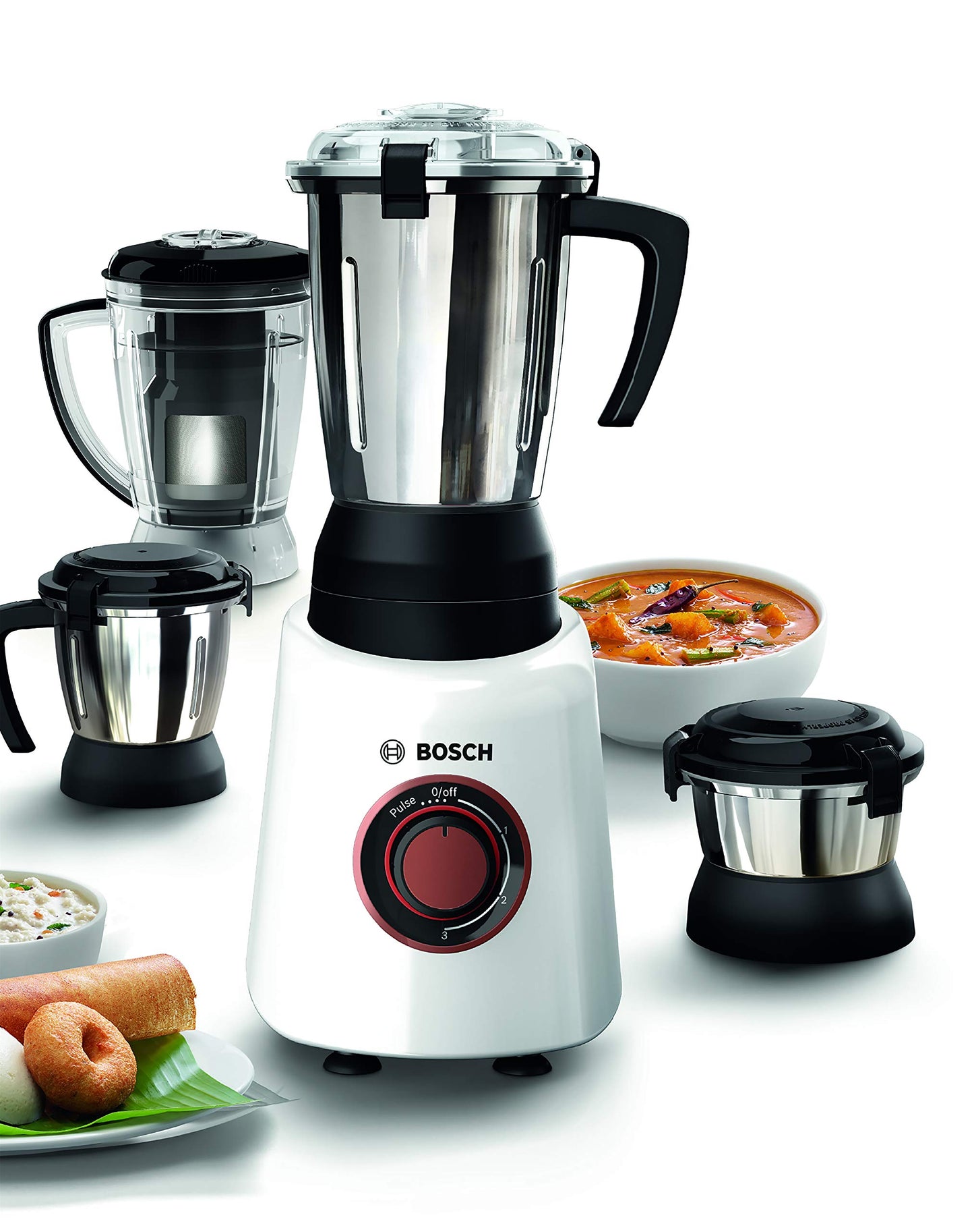 Bosch TrueMixx Bold Mixer Grinder 750 Watt, 4 Jars (White)