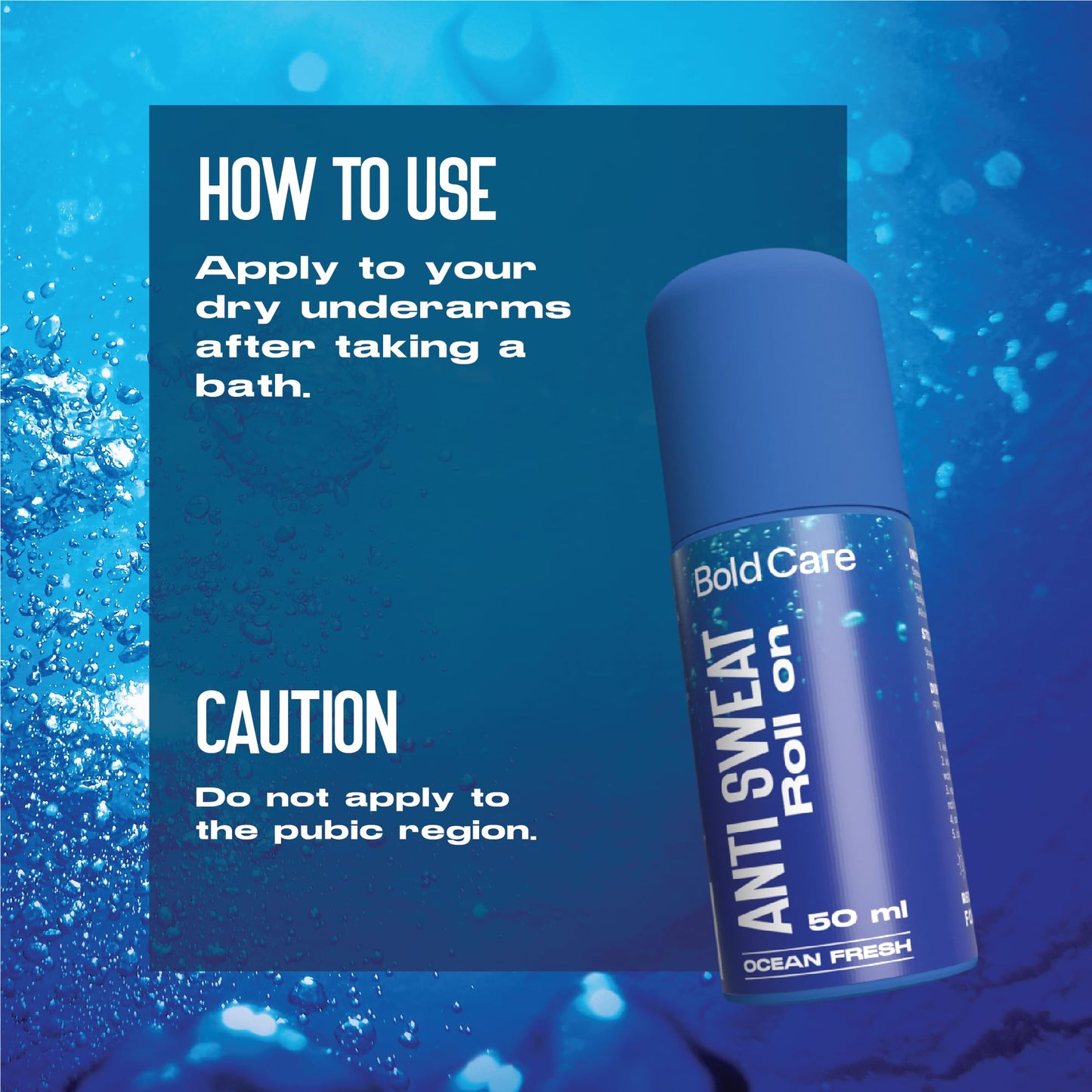 Bold Care Ocean Fresh Antiperspirant & Anti-sweat Deodorant Roll-on - Controls Sweat & Removes Body Odour - All-Day Freshness For Men - Alcohol-Free - Keeps Skin Fresh & Clean - 50ml