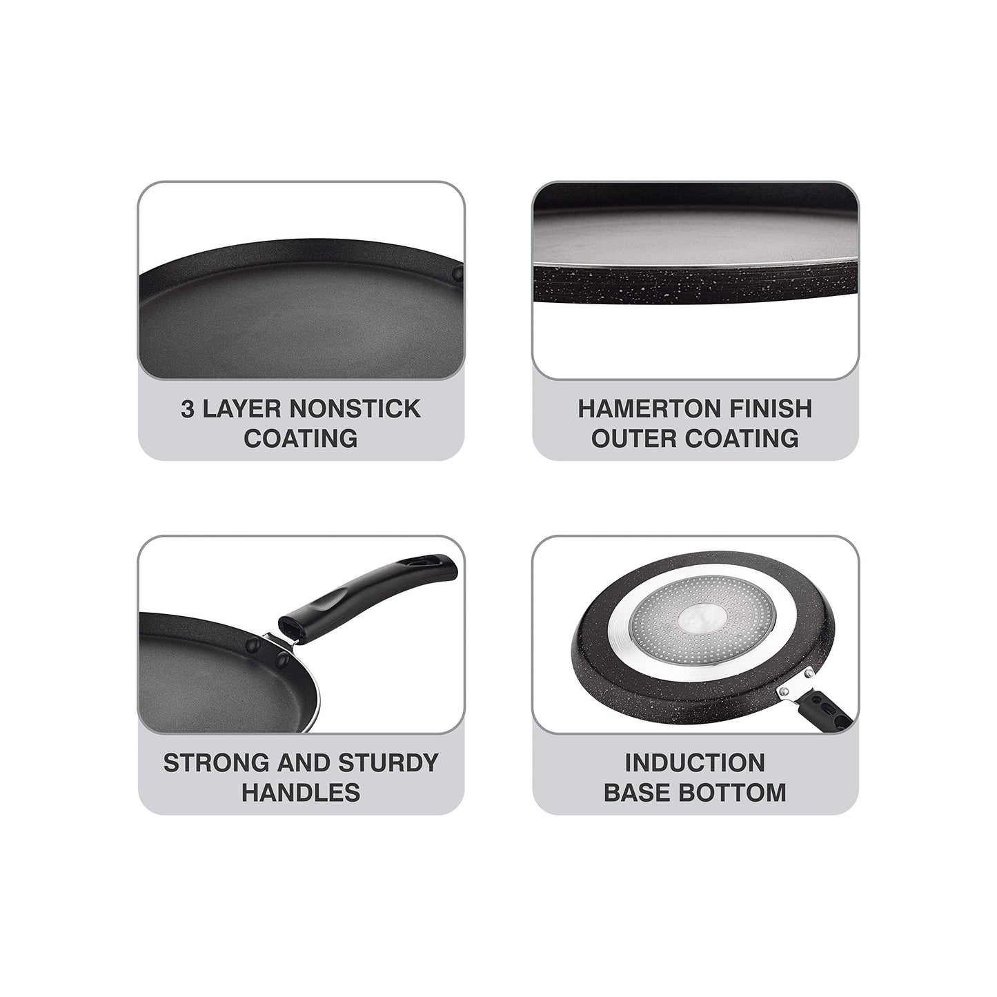 Attro Non-Stick Aluminium Gas Stove & Induction Compatible Dosa Tawa 28 Cm, Marble Grey