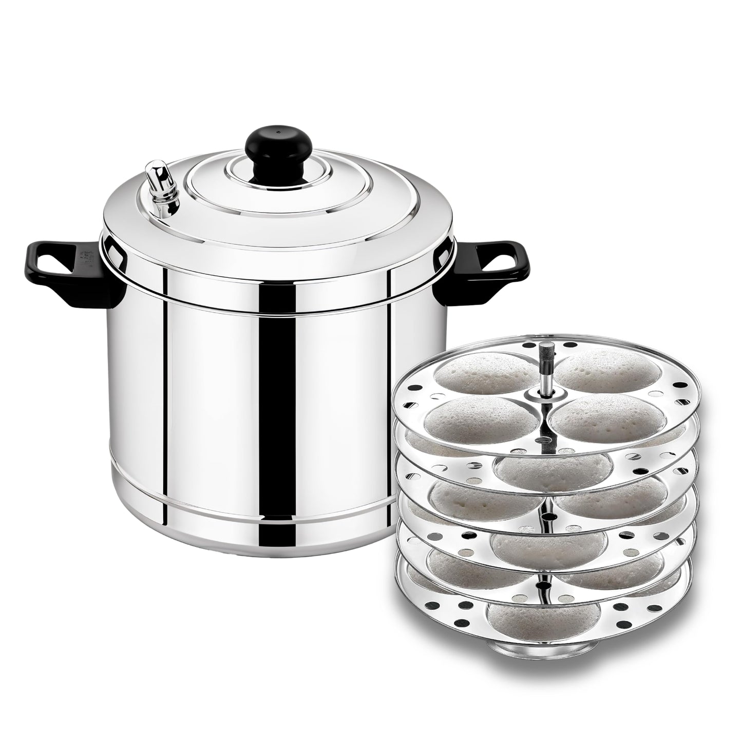 Thangam Stainless Steel Idli Maker Non Stick Idly Cooker/Steamer, Silver (Silver(6 Plates))