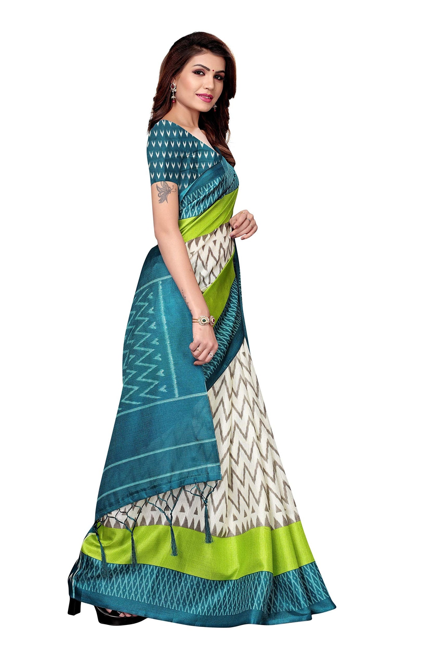 Shubhisha Fashion Women's Art Silk Saree with Blouse Piece (INSTA RAMA_Rama_Free Size_Rama)