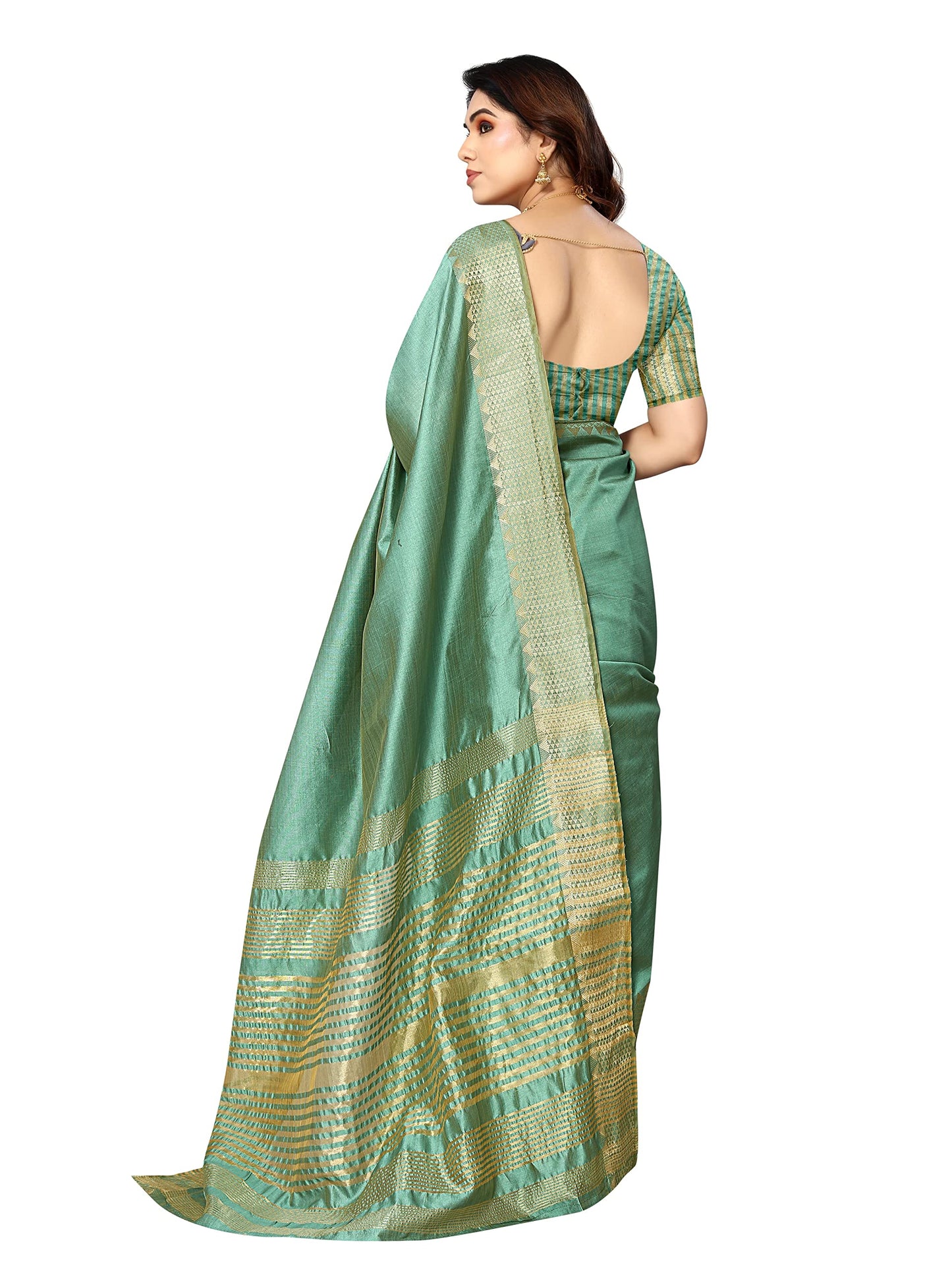 Sidhidata Women's Assam Silk Saree With Unstitched Blouse Piecee (Assam Seagreen_Seagreen_Free Size)