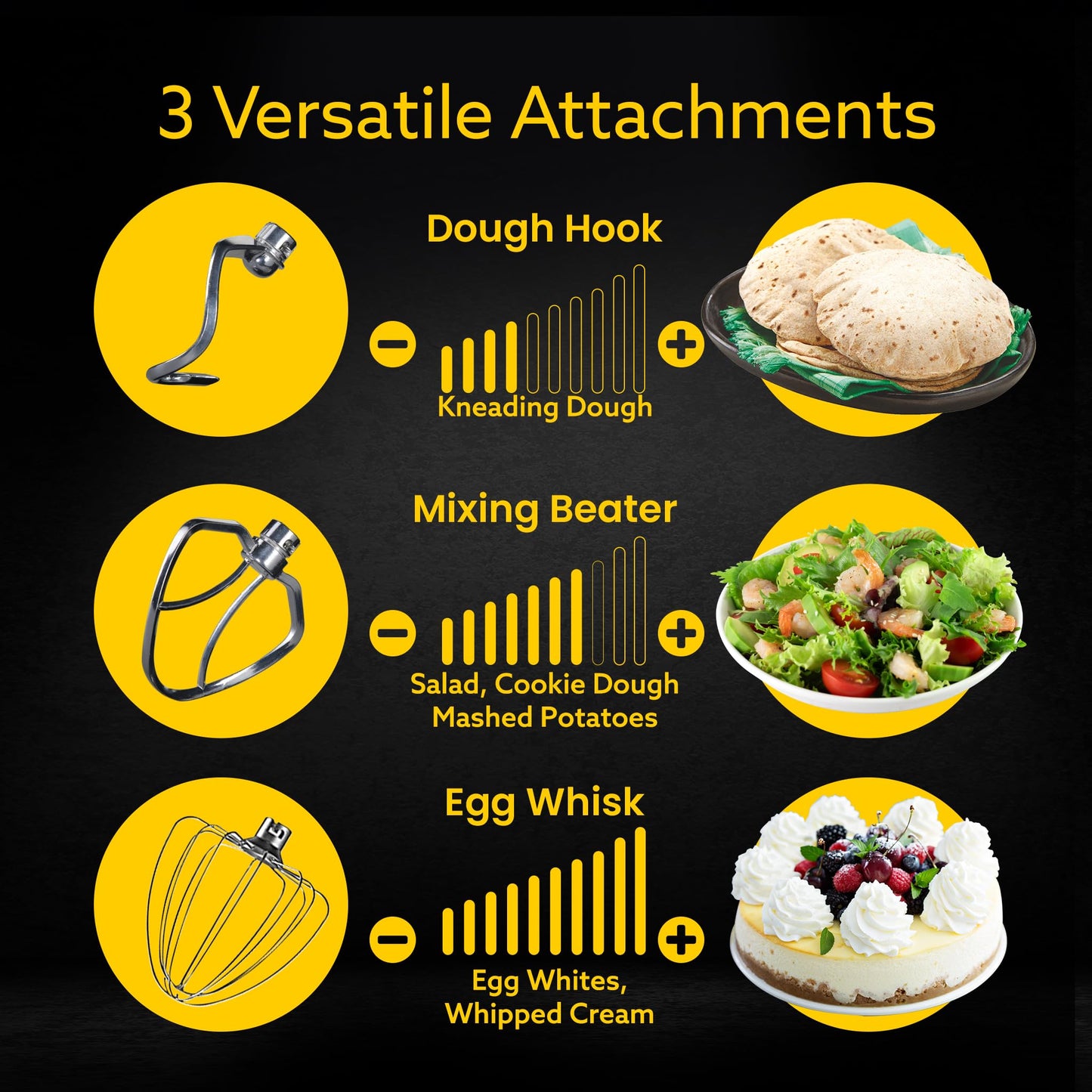 AGARO Elegant Stand Mixer, 1400W with 5.5L SS Bowl, 10 Speed Settings, Pulse Function, 100% Copper Motor, Includes Whisker, Beater, Dough Hook, Dark Grey