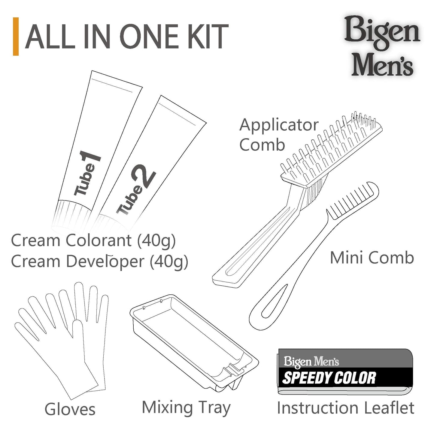 Bigen Men's Beard Color, Brownish Black B102, 40g & Bigen Men's Speedy Color, Brown Black 102, 80g