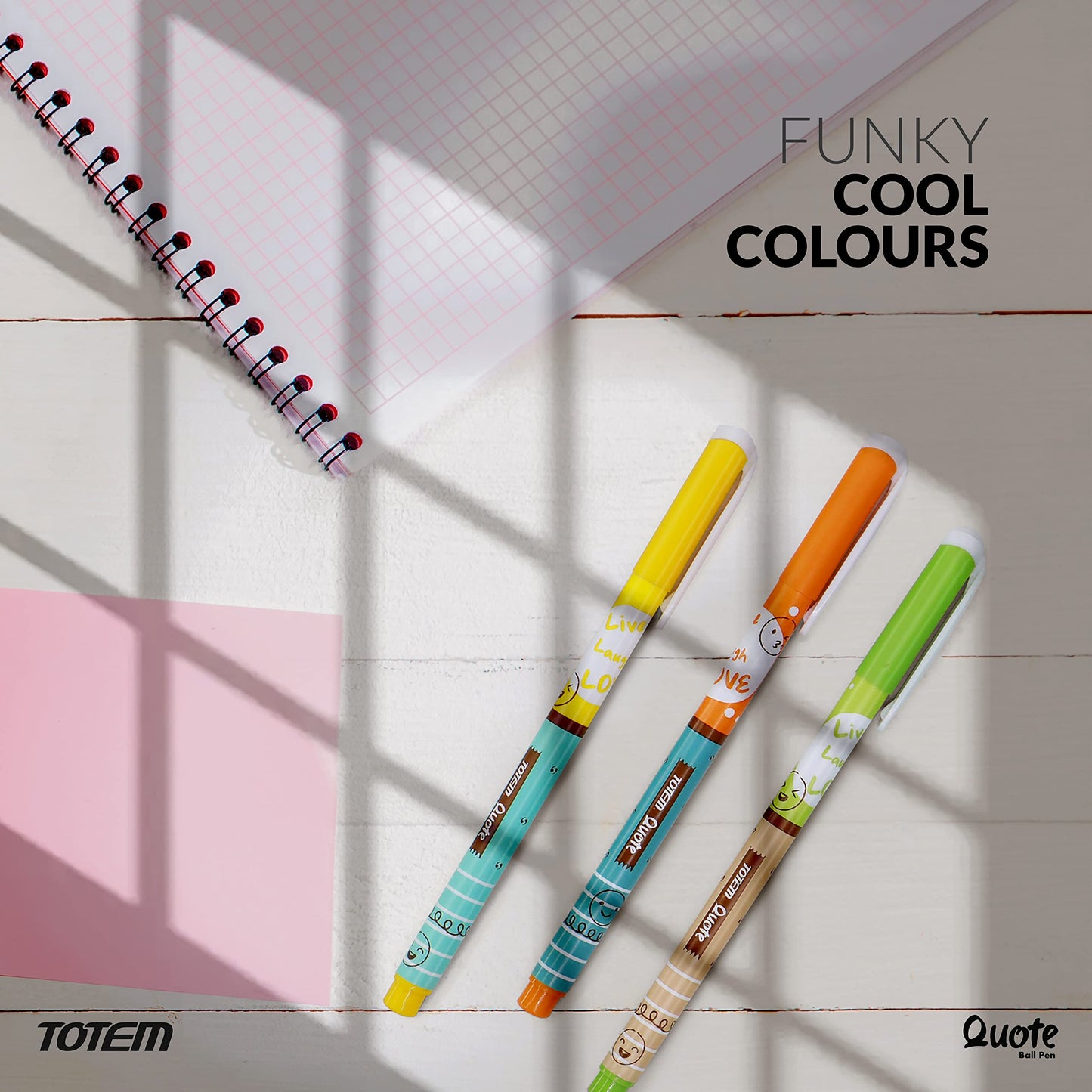 TOTEM Quote Ball Pens | 60 Blue Ink Pens | Scented Ink Pens | Cute Emoji Themed | 0.7 mm Tip | Comfortable & Smooth Writing | Ideal for School, Business & Office Use | Perfect for Kids Stationery