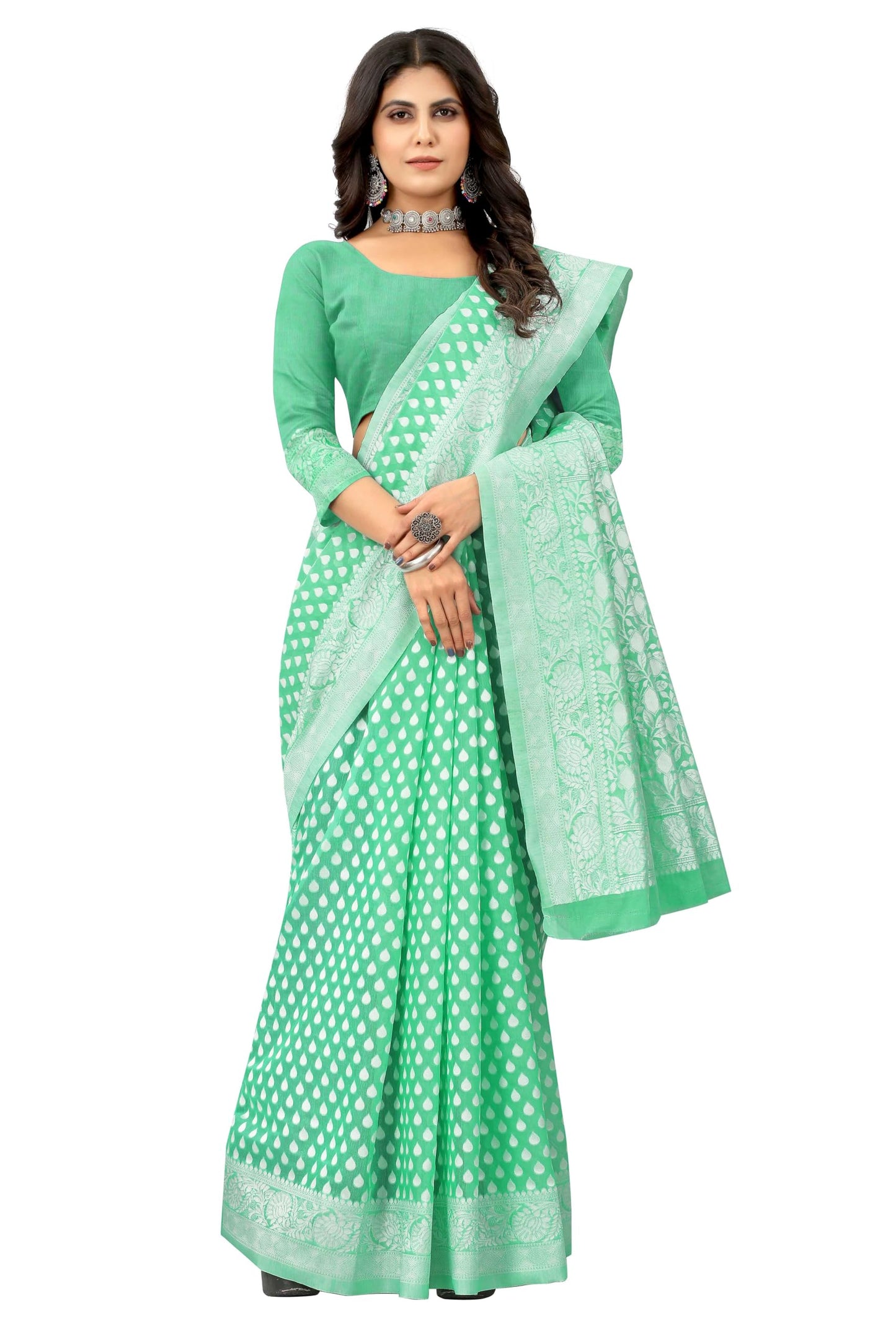 Sugathari Women's Banarasi Saree Pure Kanjivaram Silk Saree Soft new ladies 2023 Design Wear Pattu Sarees Latest Cotton Party Sari collections With Blouse Piece for Wedding sadi (SAM PARI-155 GREEN)