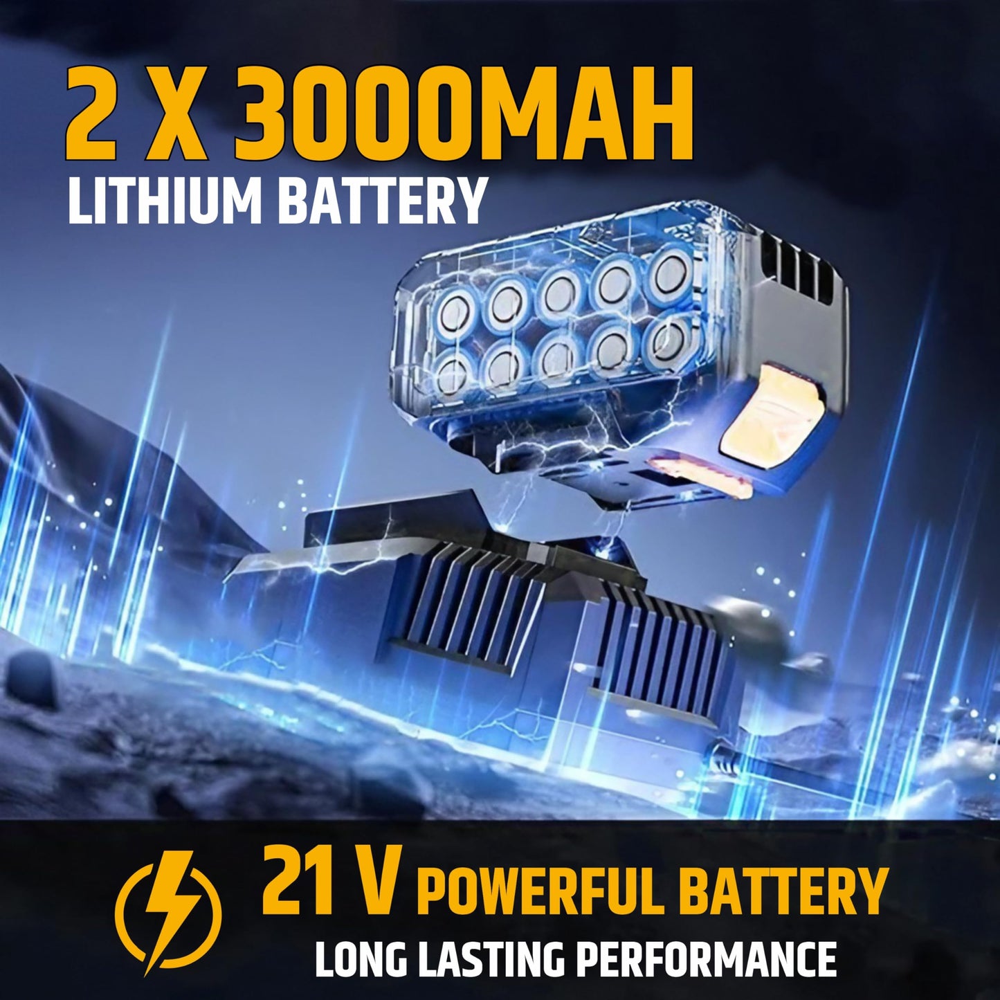 Tomahawk® T8582-2 Brushless Cordless 21V Batteries- 1/2 Inch Drive-3300Ipm- 2300Rpm-300Nm Torque- Led Lights, Fixed Square