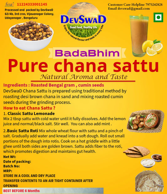 DevSwaD Pure DevSwad Pure Bihari Chana Sattu|Traditional Way of Preparation|Freshly Roasted Bengal Gram|Super Food|High in Protein (4650 g|No Preservativeshari Chana Sattu|Cool Diet in SummerQuality|Super Food|High in Protein|(4650 g)