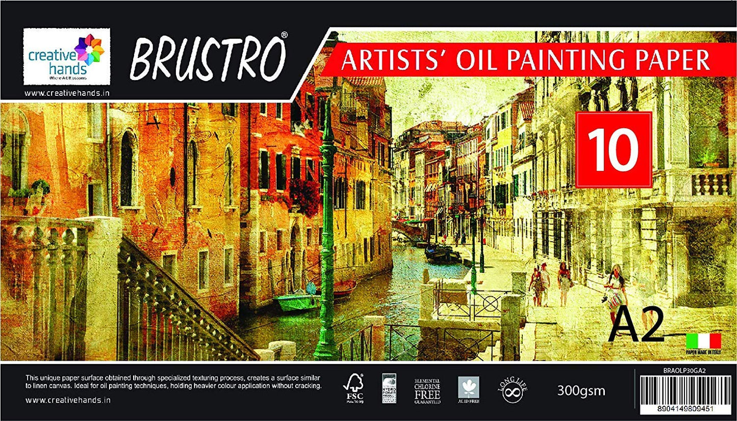 Brustro Artists' Oil Painting Paper  300 GSM A2 (Pack of 10 Sheets)