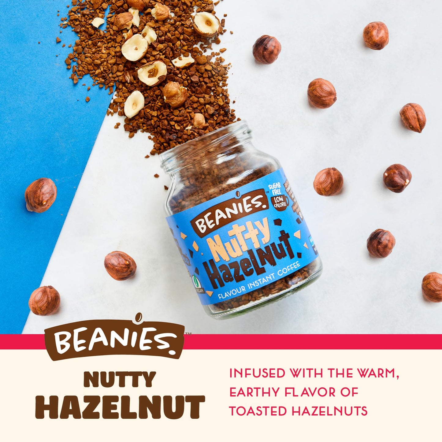 Beanies|Instant Flavoured Coffee |Nutty Hazelnut|Low Calorie, Sugar Free|50 g|Pack of 1