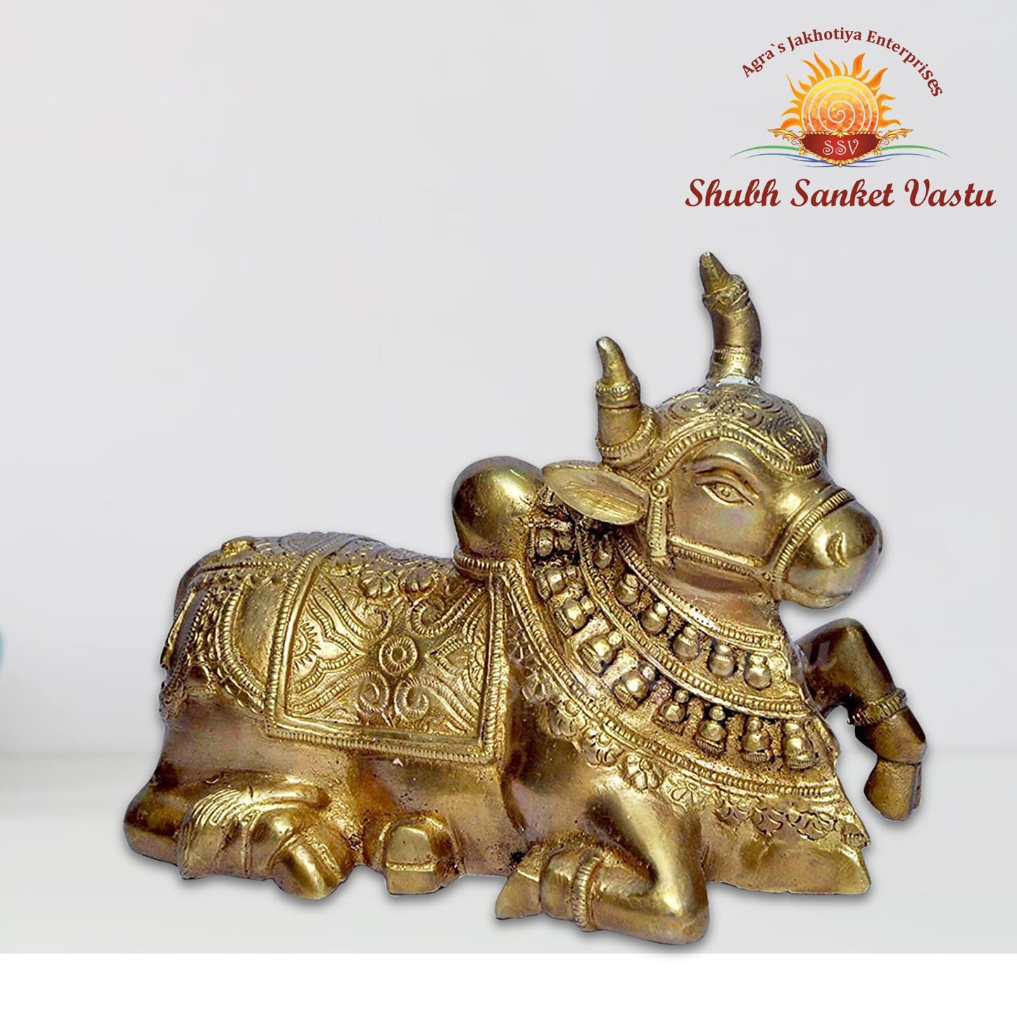 Shubh Sanket Vastu Brass Nandi Bull 7 x 5 inches