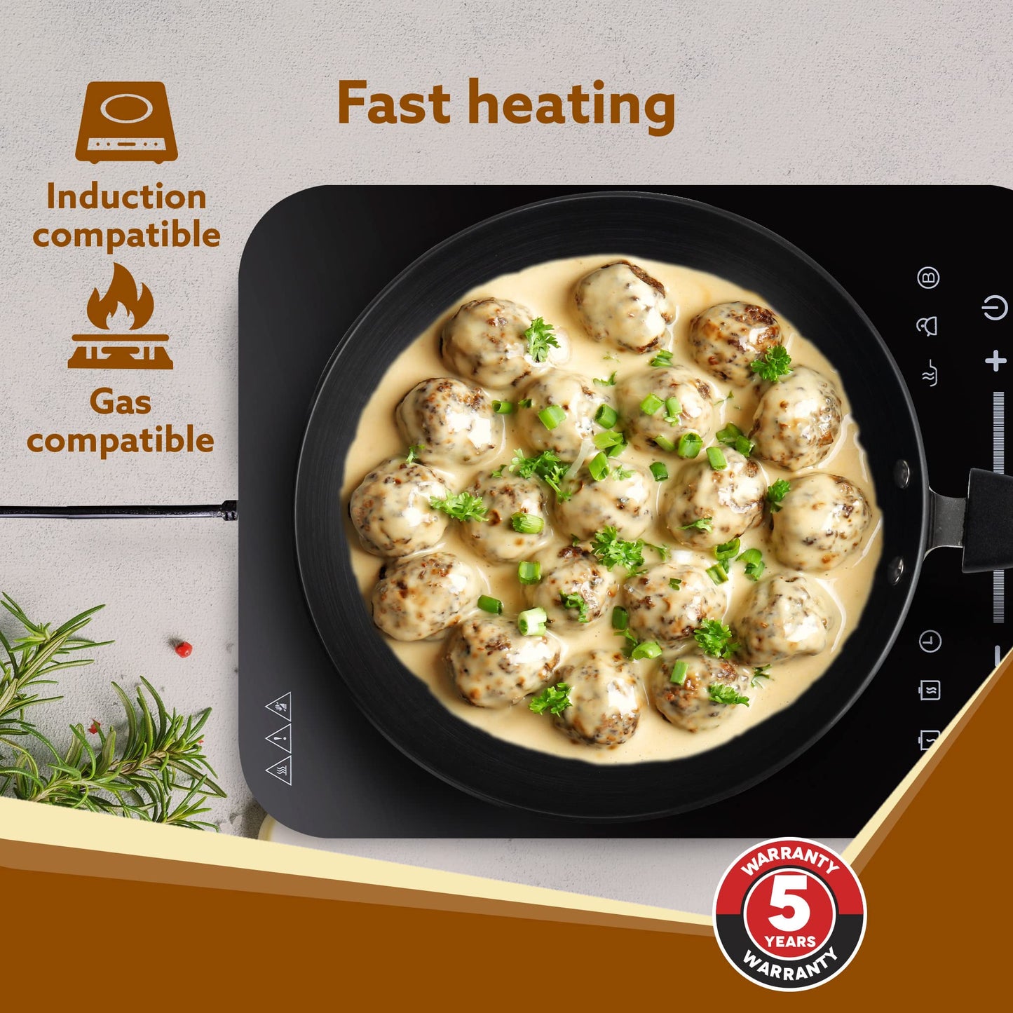 AGARO Elite Hard Anodised Tapper Frying Pan, 1.5L Capacity, 24 cm Diameter, Gas Oven Compatible, 3 mm Thick Plate, Riveted Handle, Frying, Cooking, Serving, Black