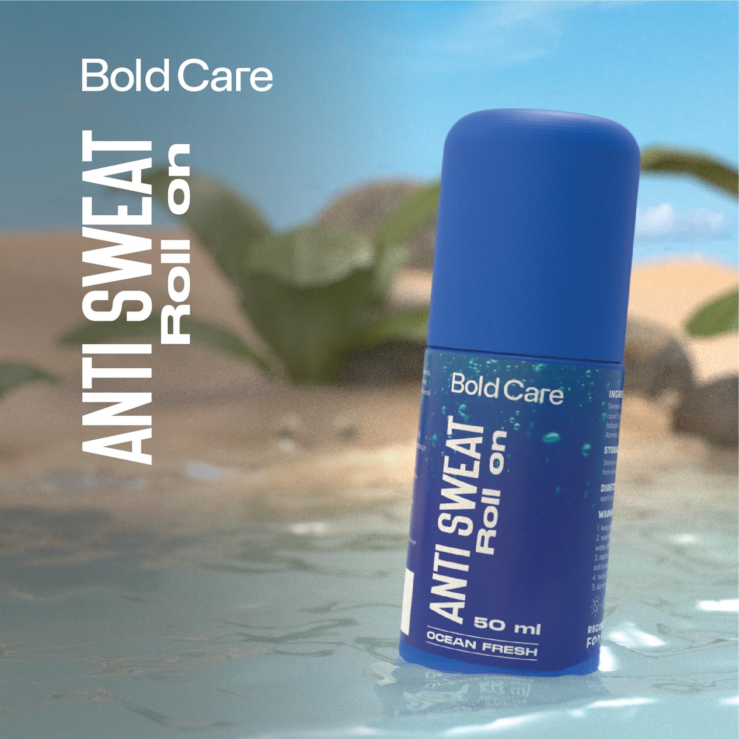 Bold Care Ocean Fresh Antiperspirant & Anti-sweat Deodorant Roll-on - Controls Sweat & Removes Body Odour - All-Day Freshness For Men - Alcohol-Free - Keeps Skin Fresh & Clean - 50ml