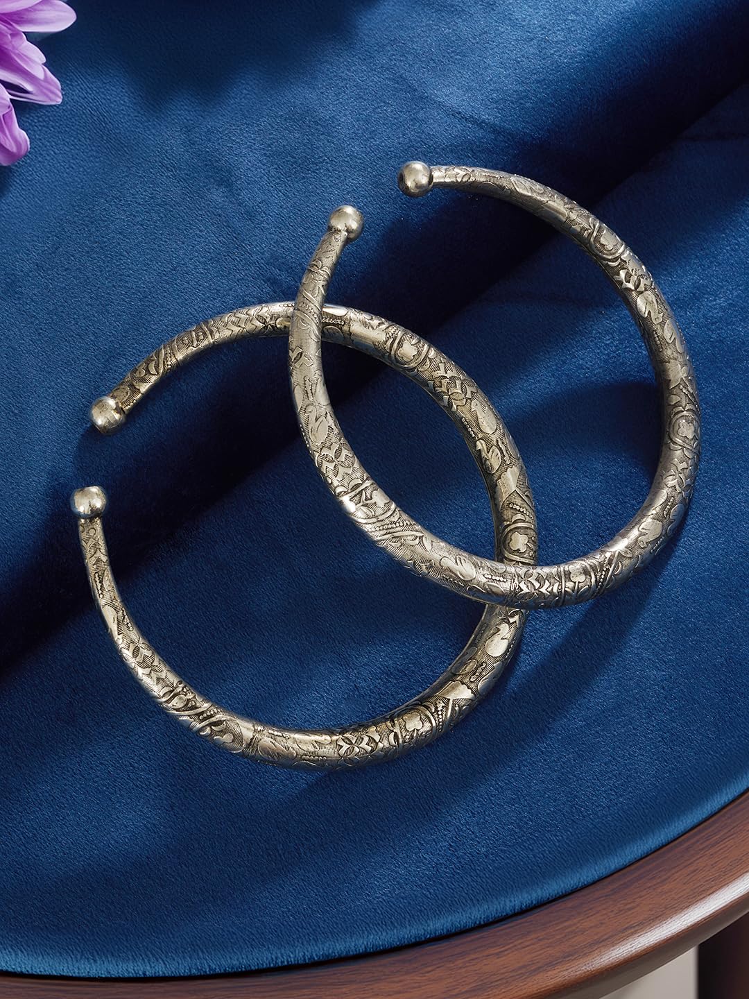 SARAF RS JEWELLERY Set Of 2 - Oxidized Anklet Kada for Women & Girls