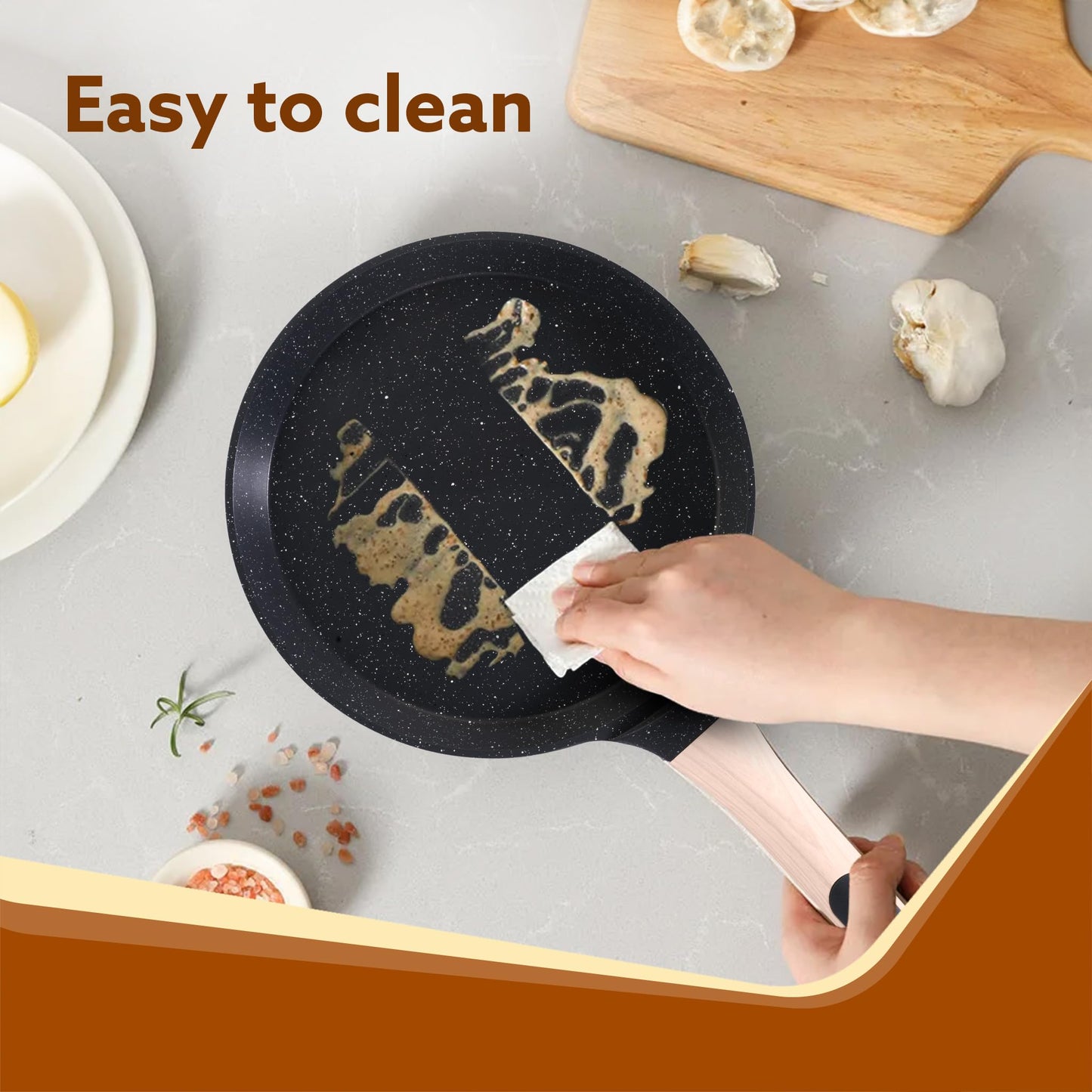 AGARO Imperial Granite Non Stick Tawa, 24 cm, Cast Aluminium Body, Tawa for Dosa/Paratha/Omlette, Gas & Induction Compatible