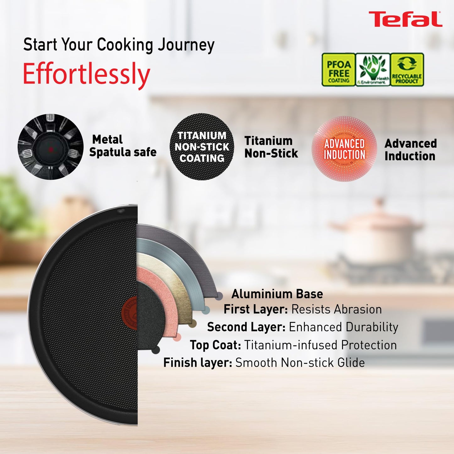 Tefal Day by Day Non-Stick Deep Frypan/Thermo-Spot Technology/PFOA Free, Titanium Non-Stick Coating / 24 cm/Superior Induction Base/Suitable for All Hob Type/Brown / 2 Years of Warranty