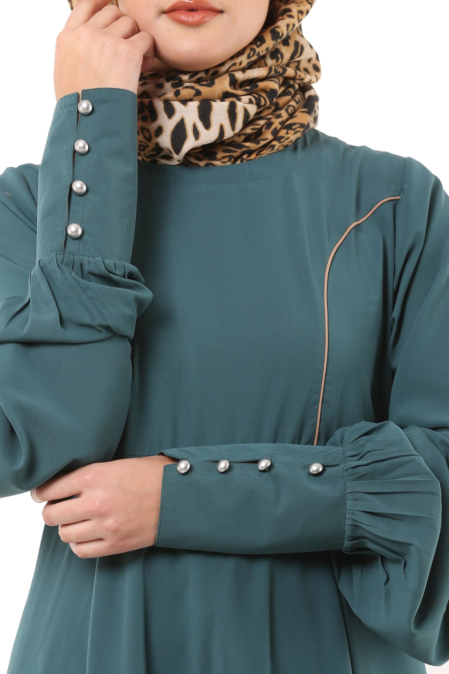 BT - Being Traditional Umbrella Cut Flare Abaya Dress for Women Made in Nida Matt Fabric with Long Cuff Sleeves, Side Pocket (BT-UMA-012) (2XL, Mist Blue)