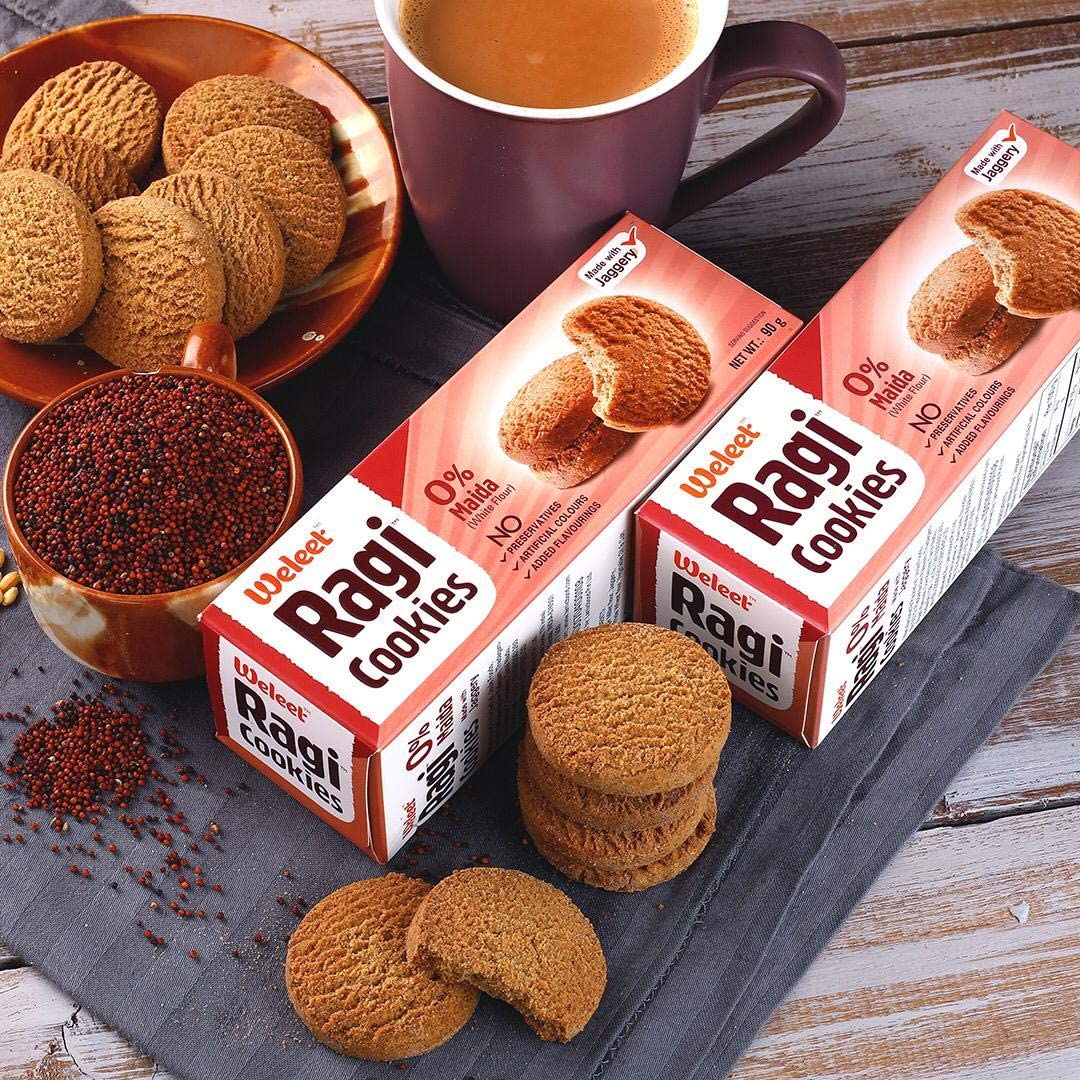 Weleet Assorted Pack Of Multi Grain, Millet, Ragi & Banana Millet Digestive Cookies|Home/Office Snack|Free Of White Sugar & White Flour|100% Natural & Healthy (4 Flavours-360 Gm)