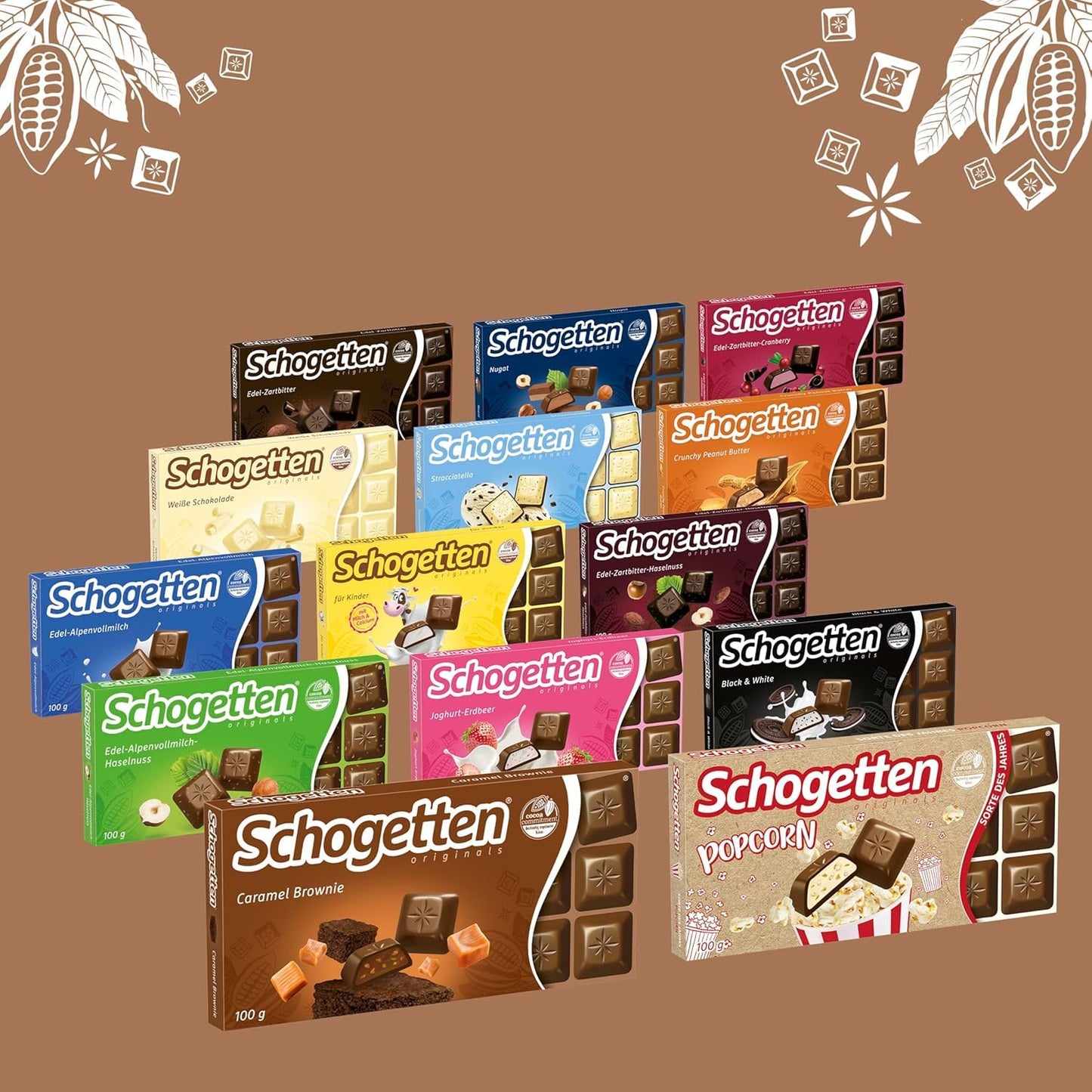 Schogetten Caramel Brownie Chocolate Bar, Practically Individually 100g (Imported)