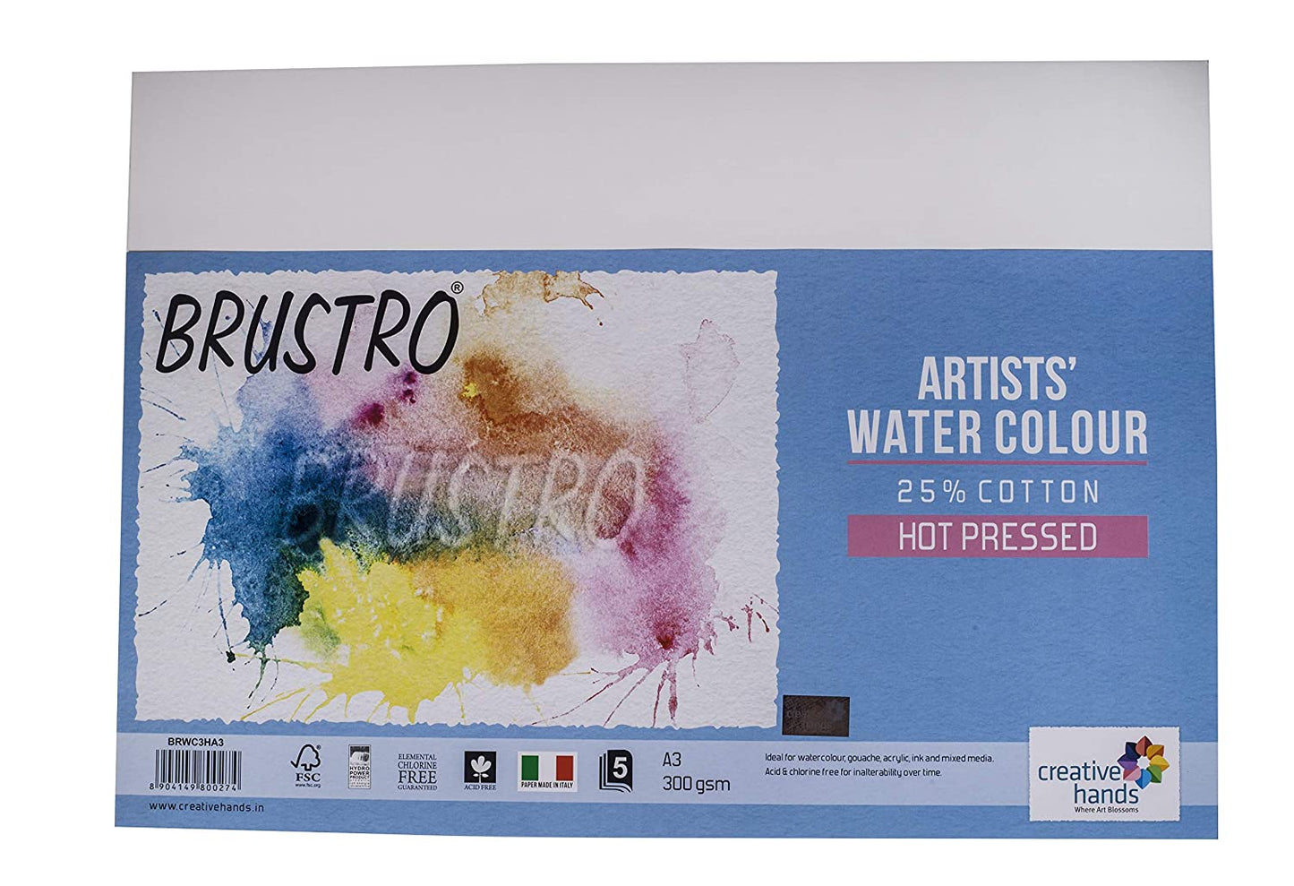 Brustro Watercolour Papers 25% Cotton HP 300 GSM A3 , 2 Packets (Each Packet Contains 5 sheets)